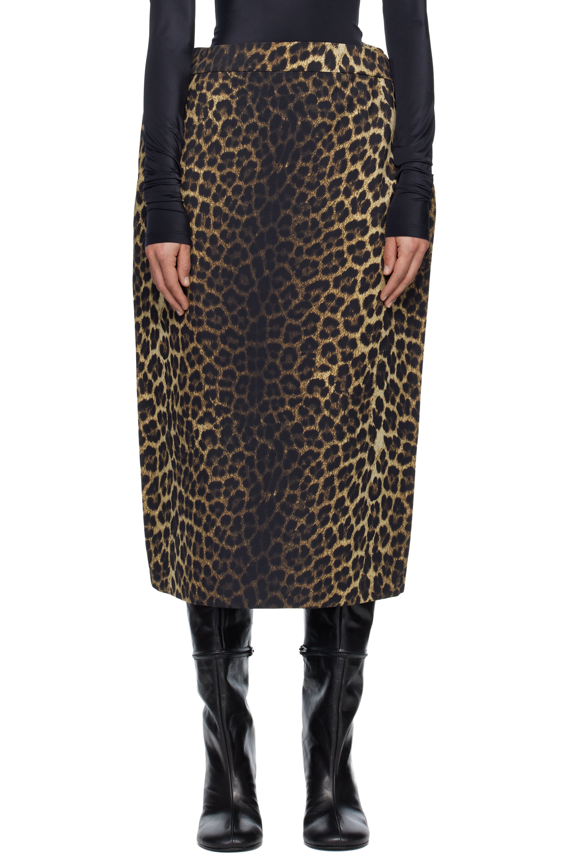 MARIE ADAM-LEENAERDT - Jupe midi rectangulaire noir et beige