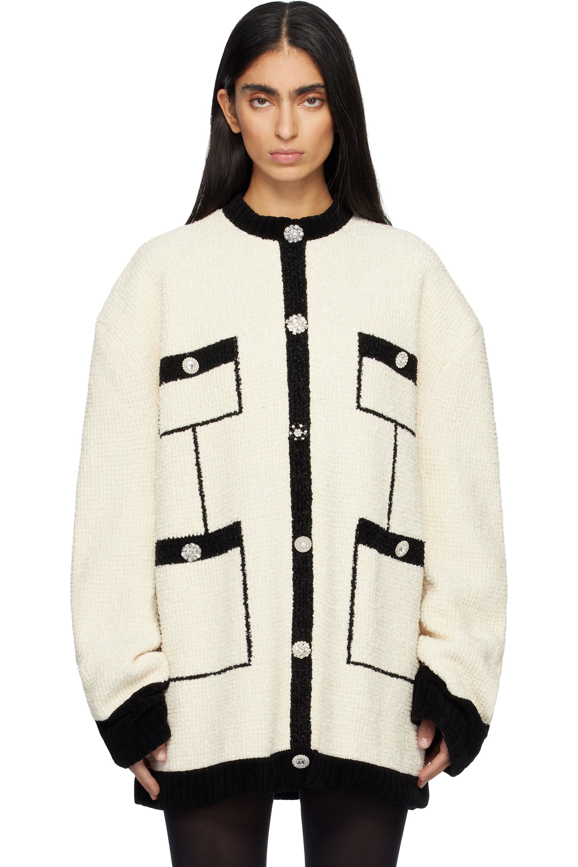 MARIE ADAM-LEENAERDT - Pull blanc cassé en tweed