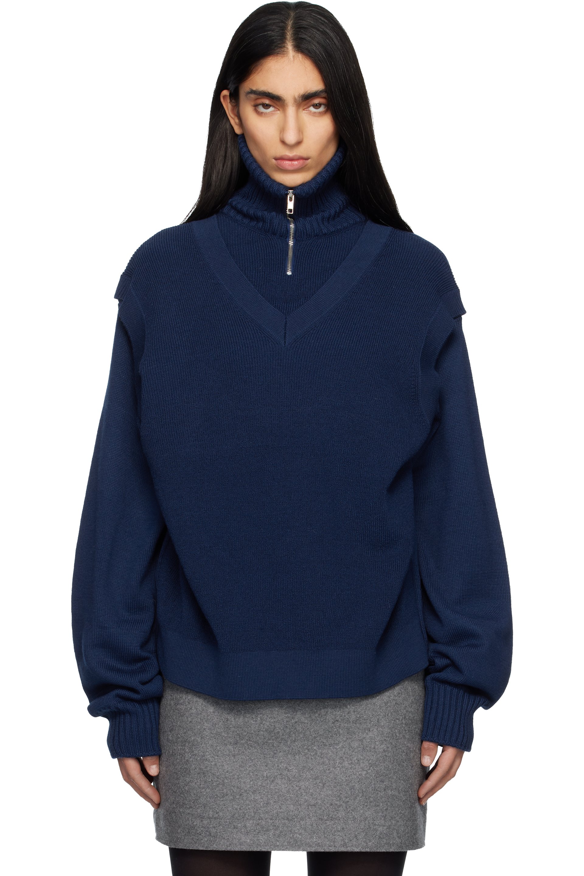 MARIE ADAM-LEENAERDT - Pull 4-en-1 bleu marine
