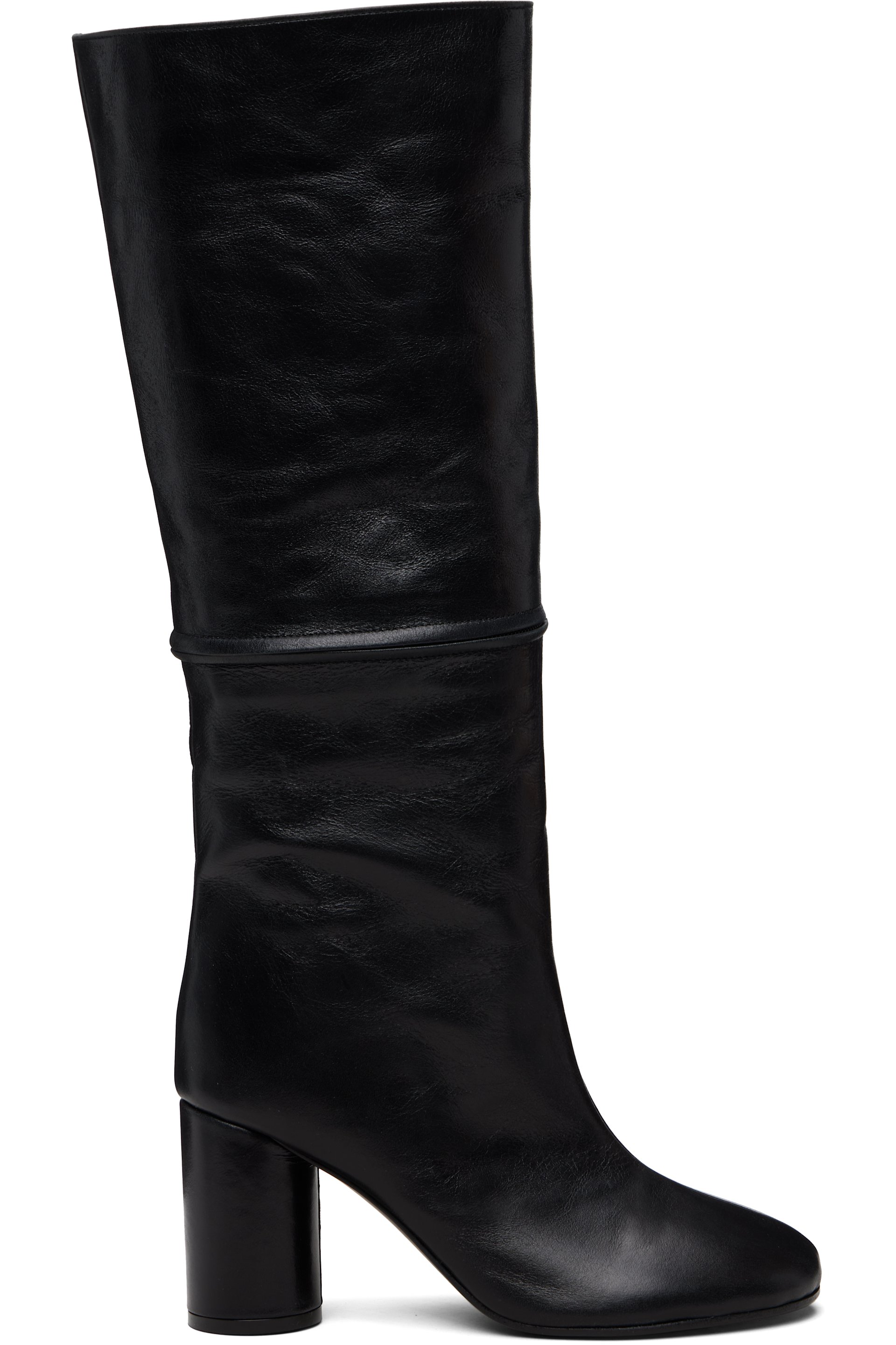 MARIE ADAM-LEENAERDT - Black 2-In One Zip Round Tall Boots