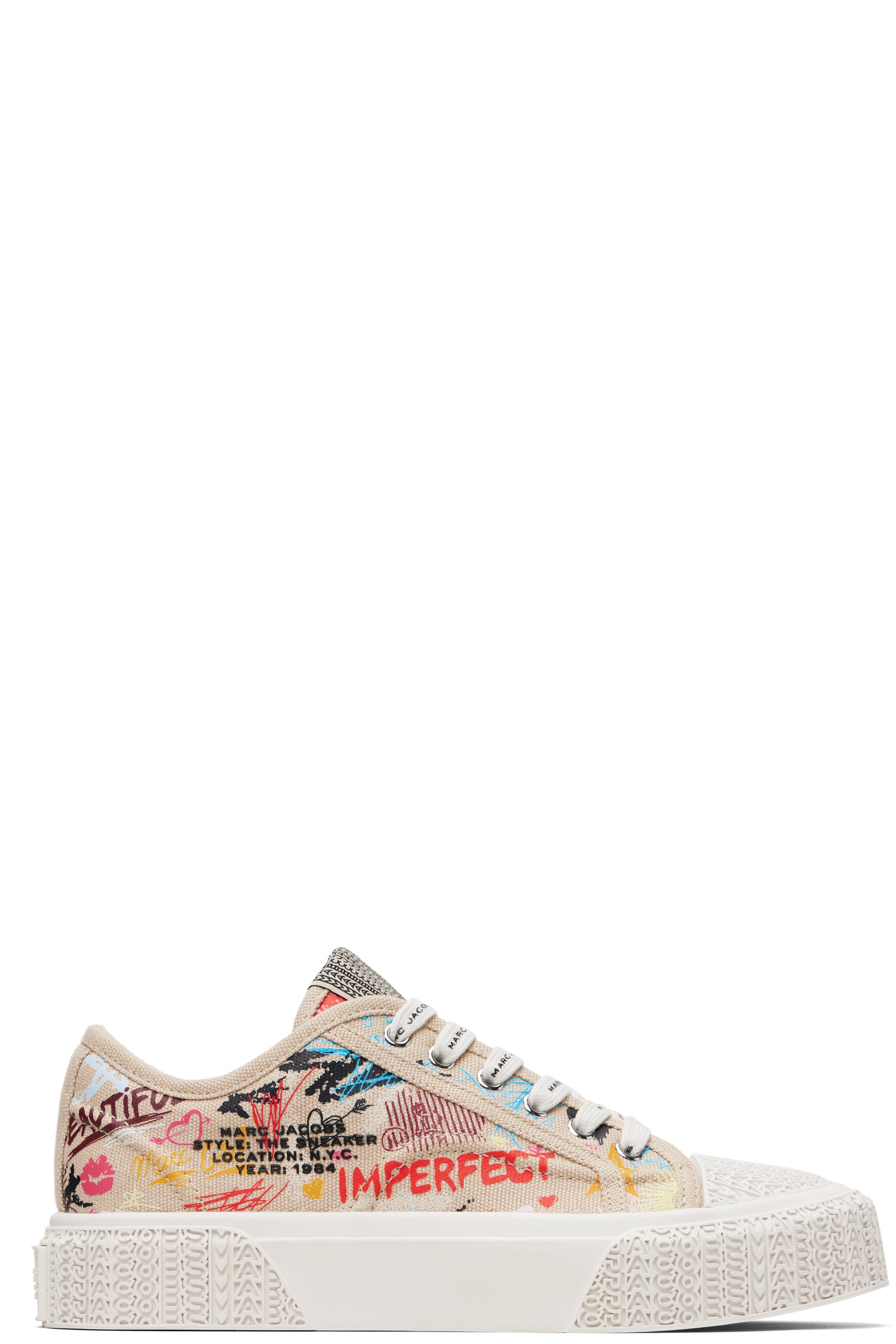 Marc Jacobs - Baskets beiges à imprimé Punk Scribble