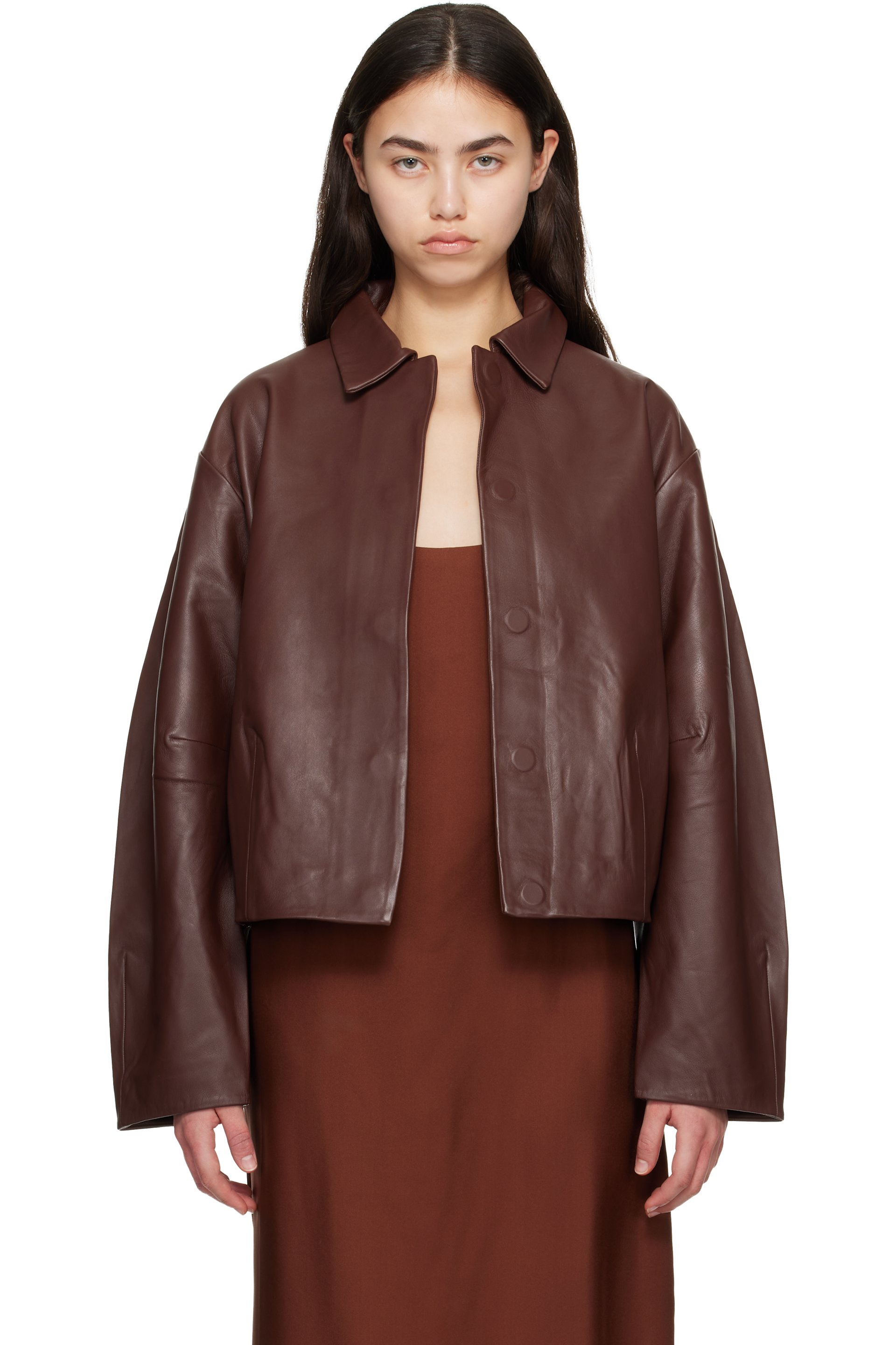 St. Agni - Brown Cocoon Leather Jacket