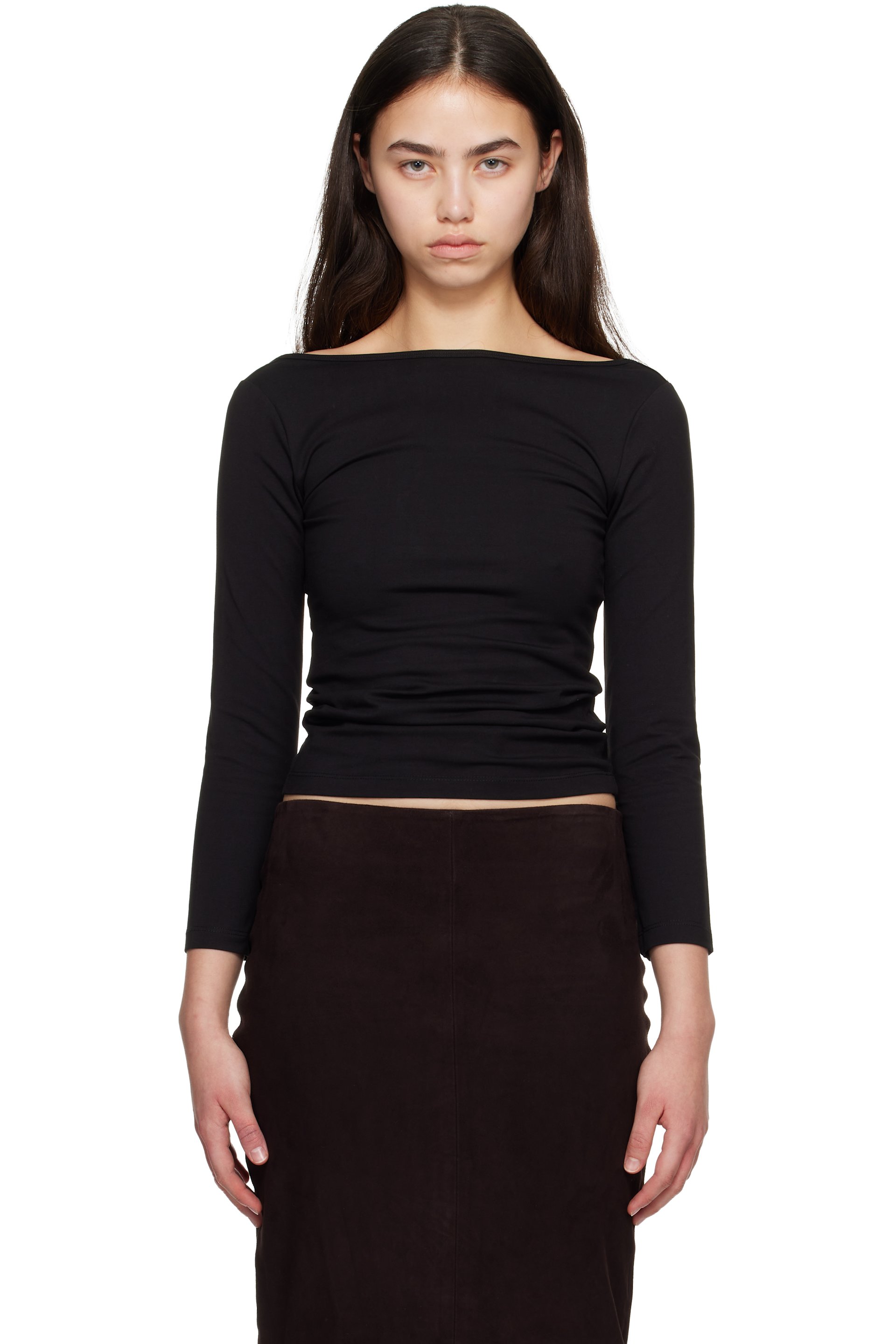 St. Agni - T-shirt à manches longues Ballerina noir en jersey