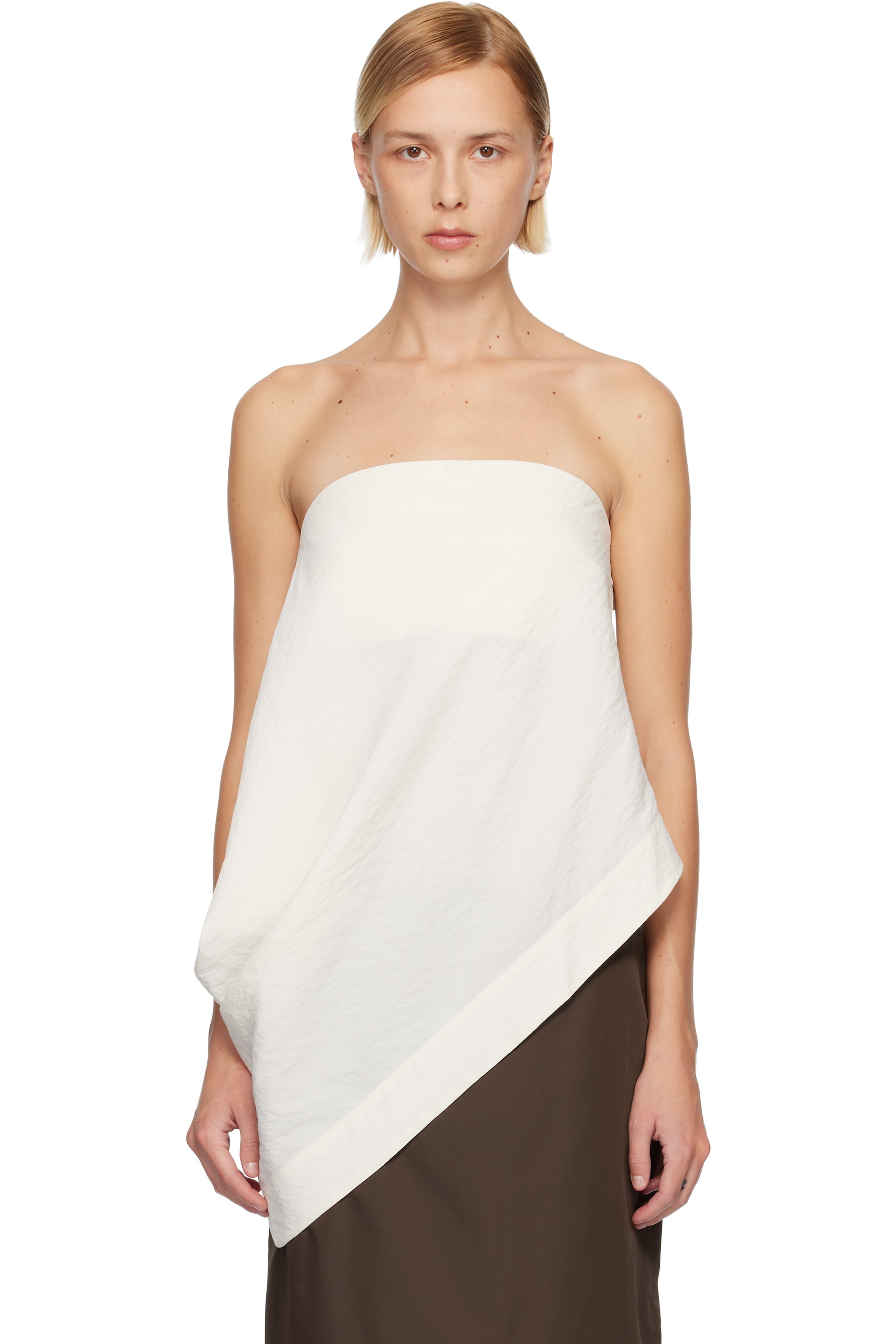 St. Agni - Haut drapé asymétrique Cloud blanc cassé
