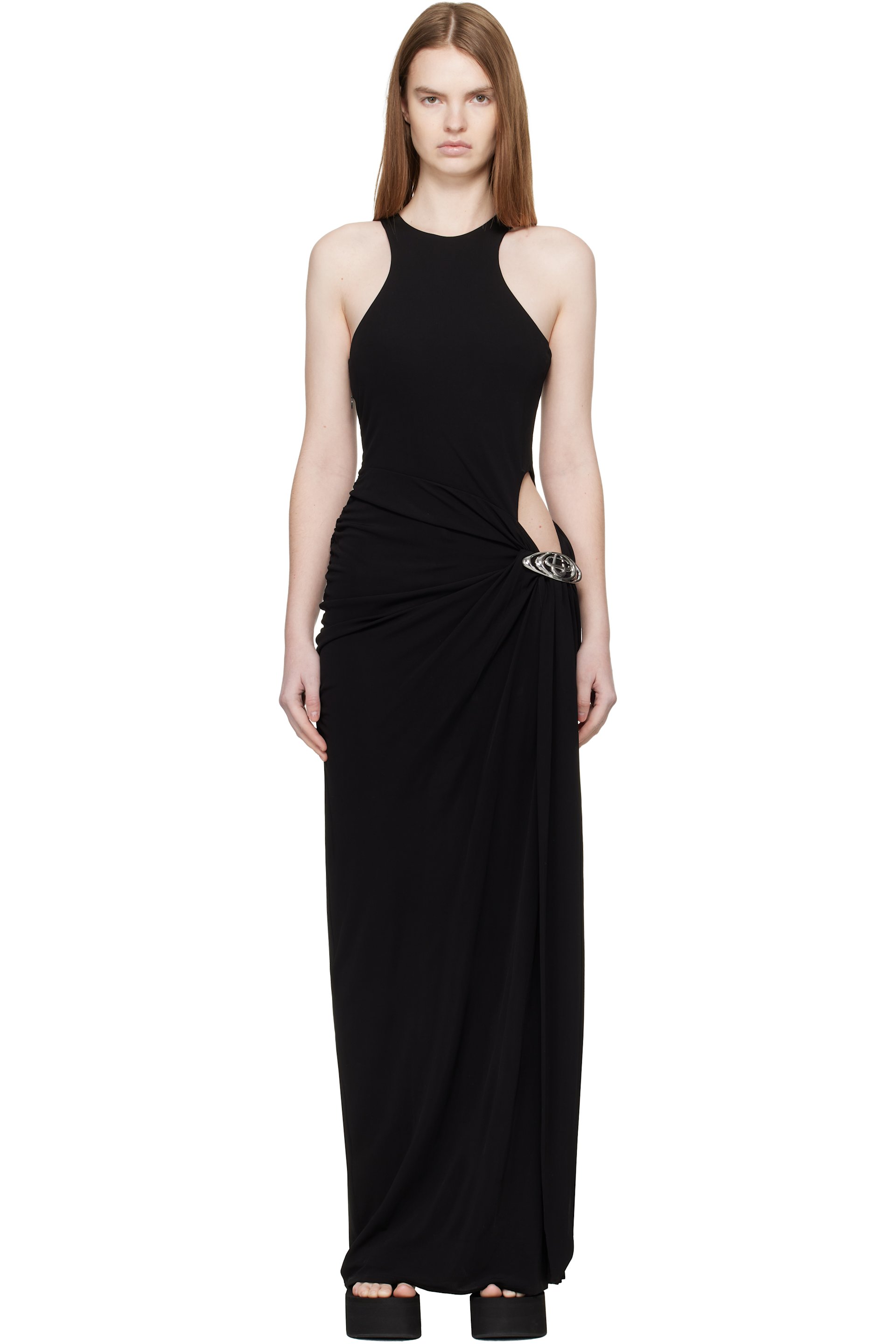 Casablanca - Robe longue drapée noire