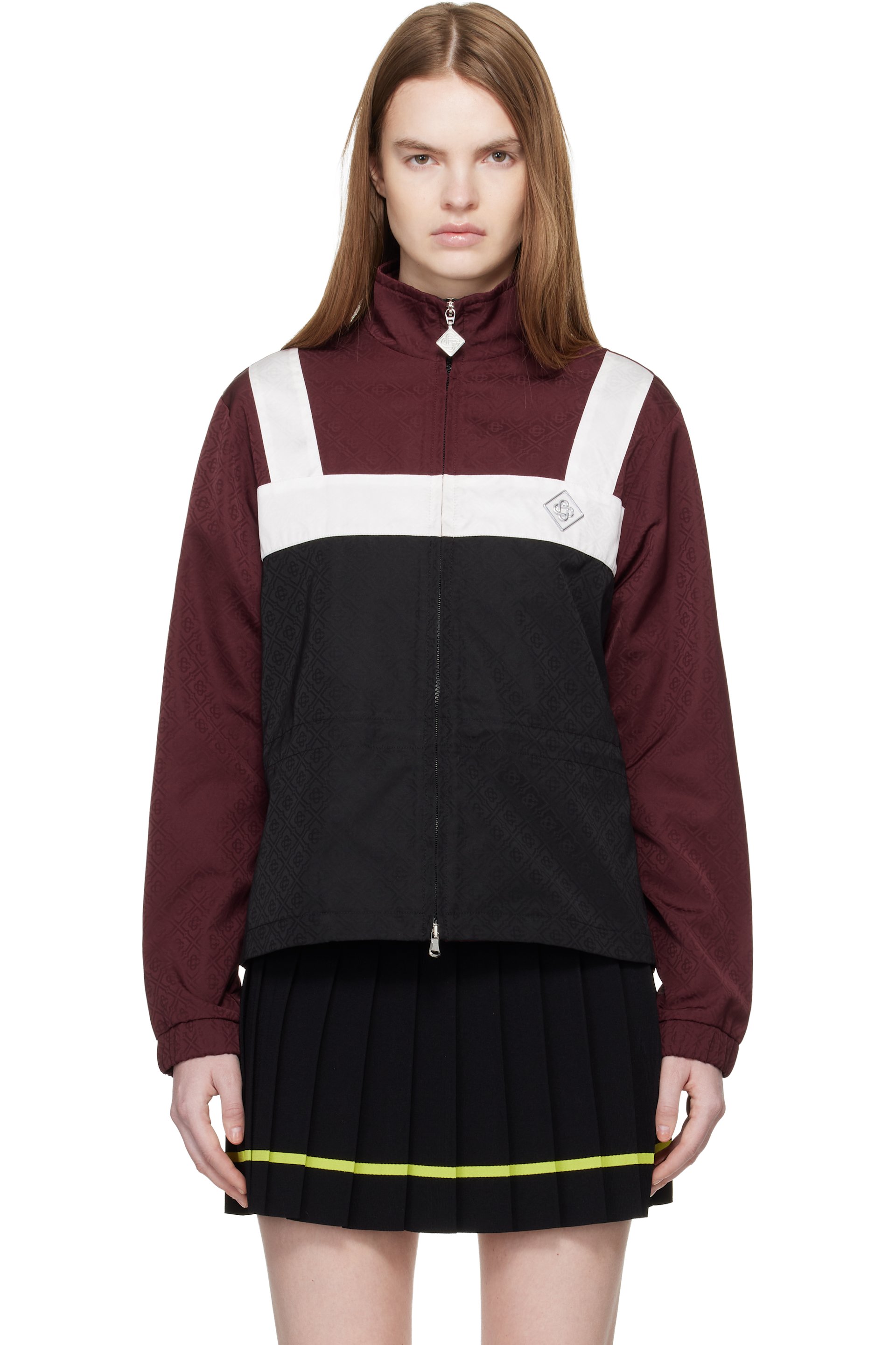 Casablanca - Blouson coupe-vent bourgogne à monogrammes