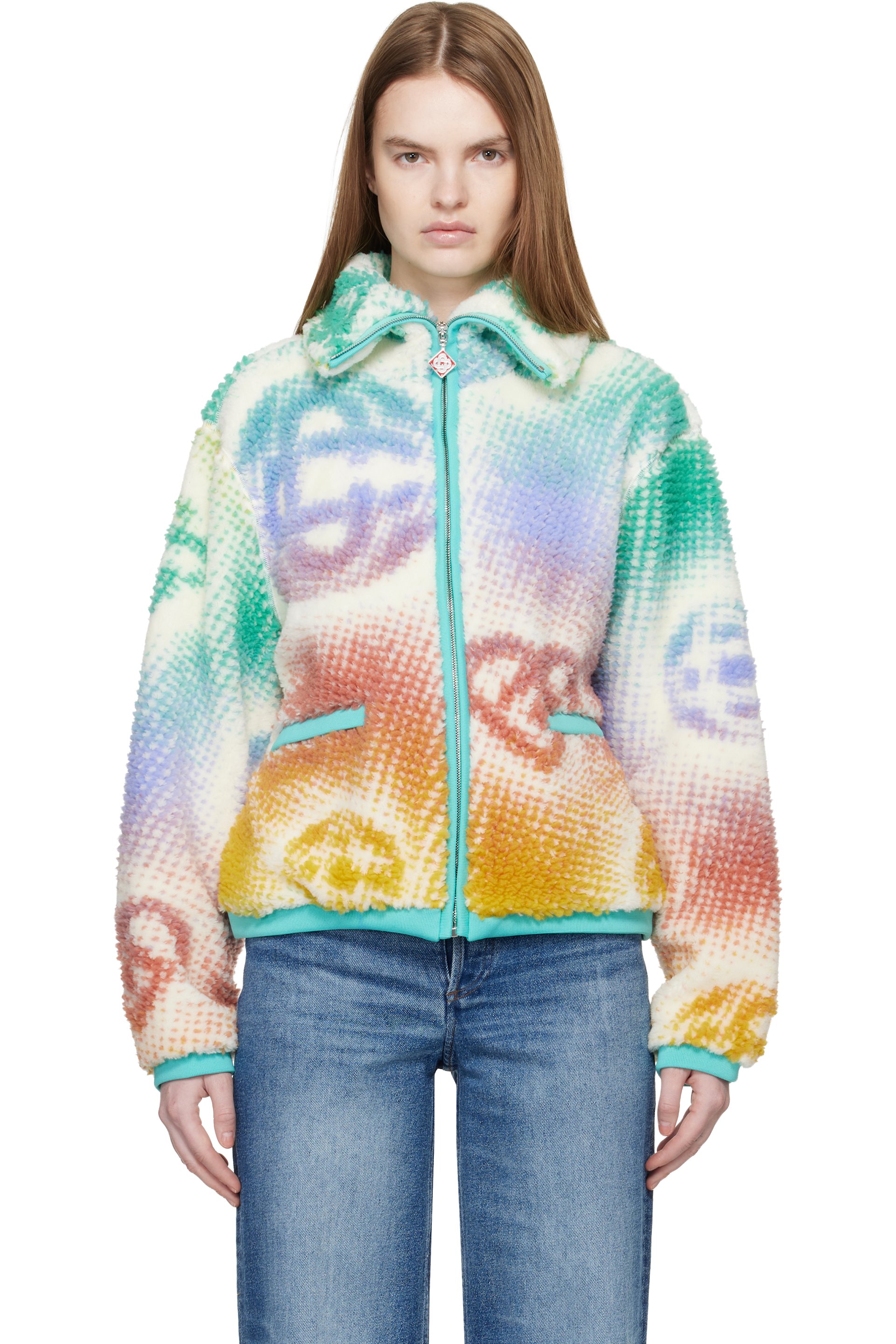 Casablanca - Blouson multicolore en sherpa à monogrammes