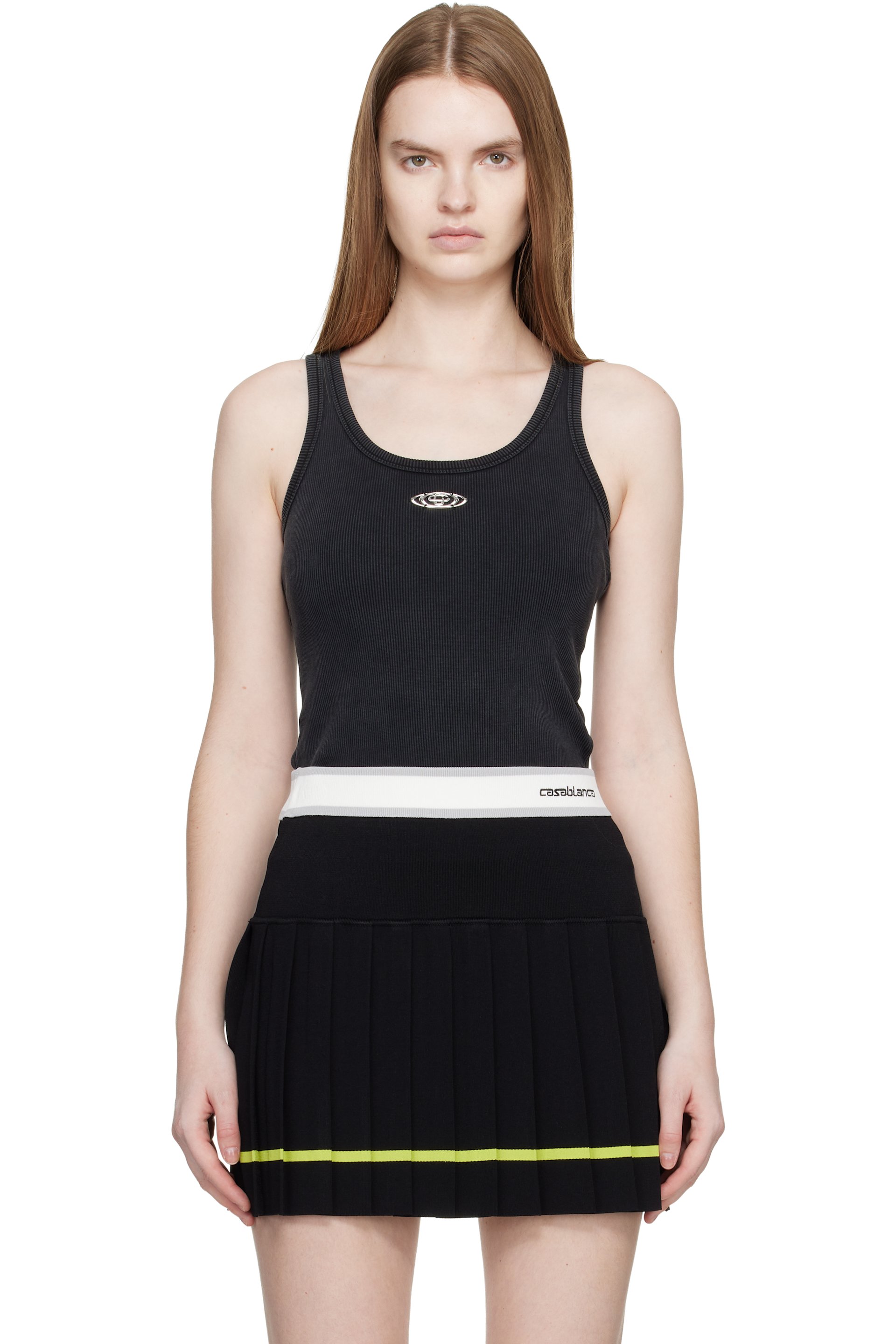 Black Corrosion Ribbed Tank Top by Casablanca on Sale