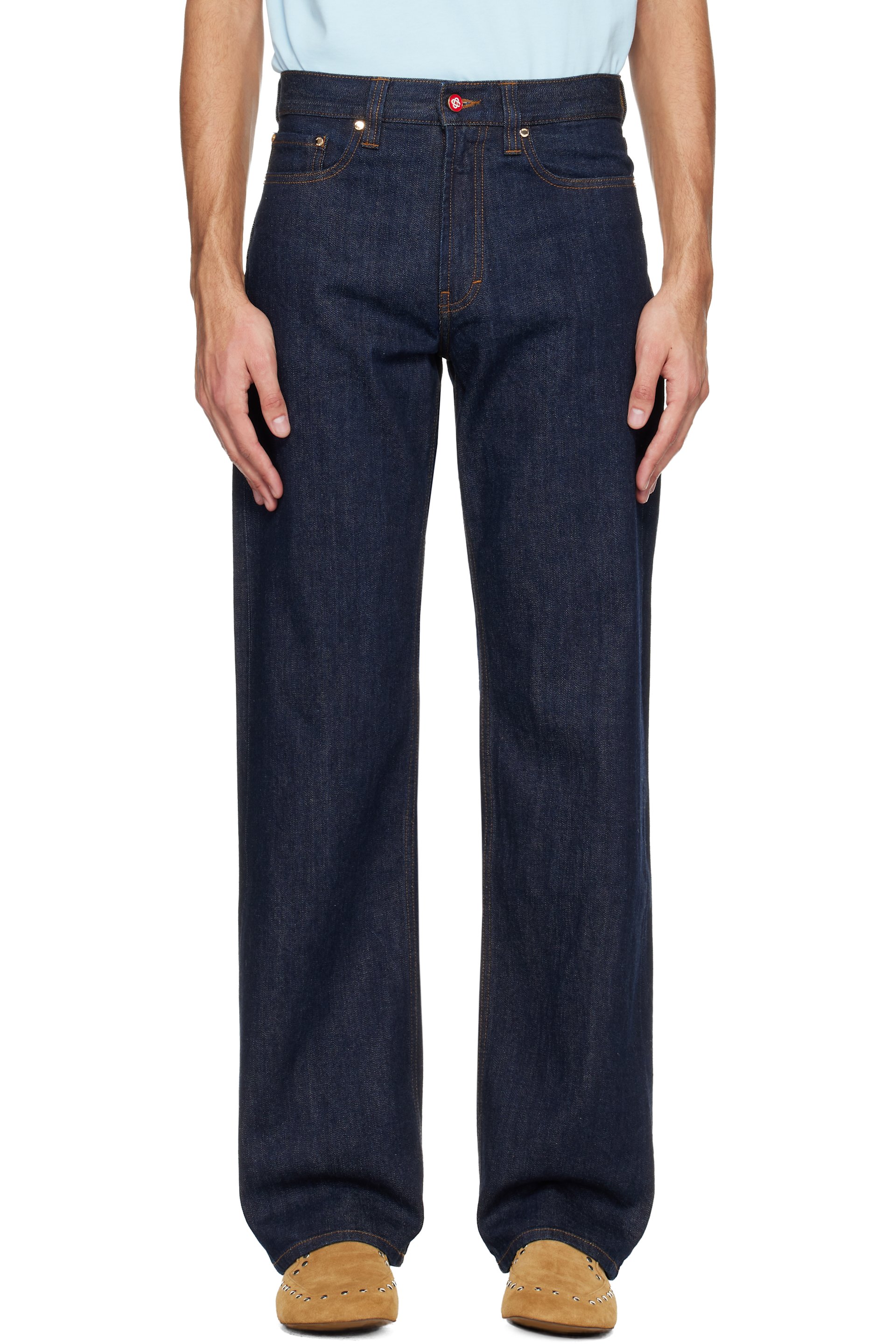 Casablanca - Navy Selvedge Embroidered Laurel Jeans