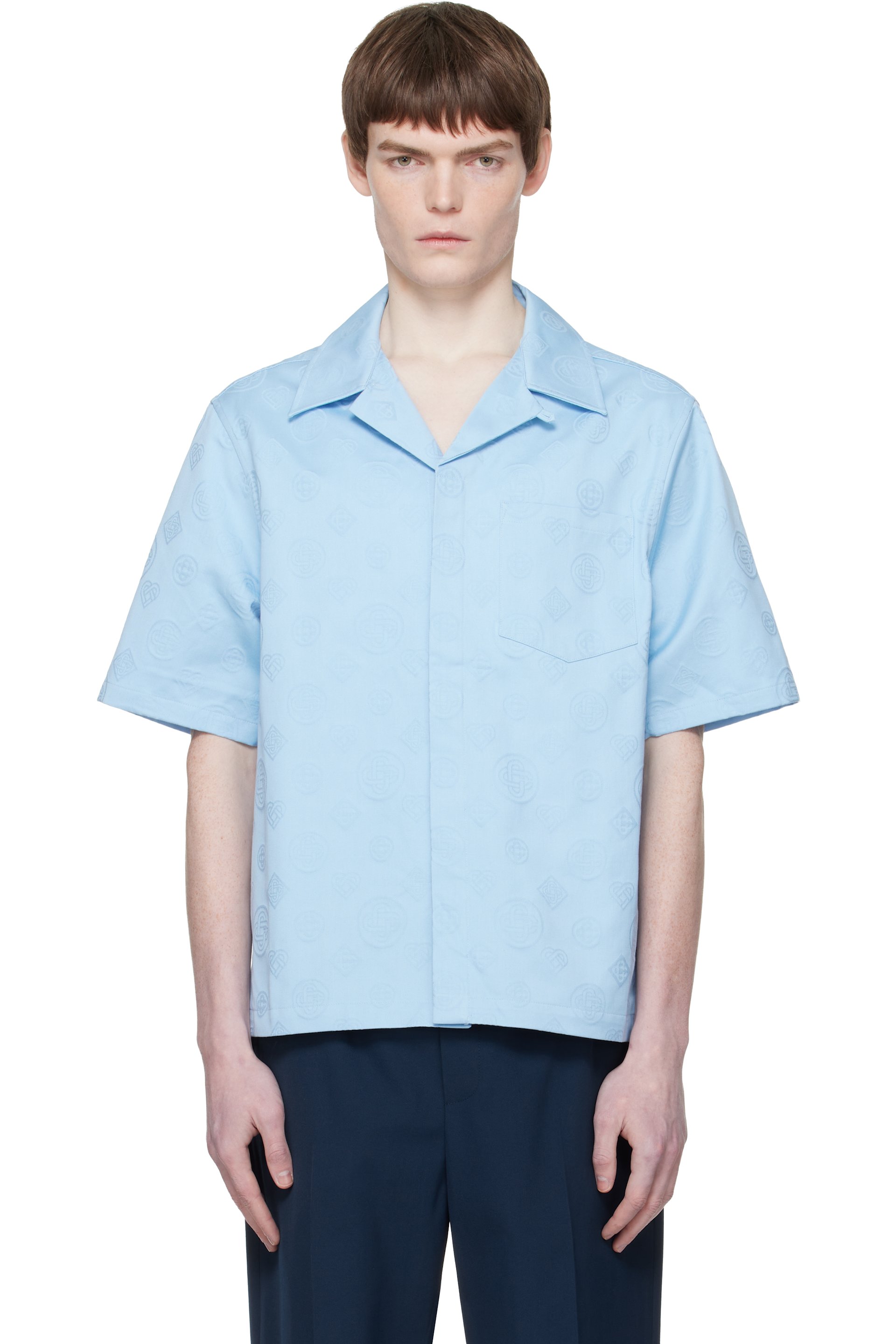 Casablanca - Blue Monogram Short Sleeve Shirt
