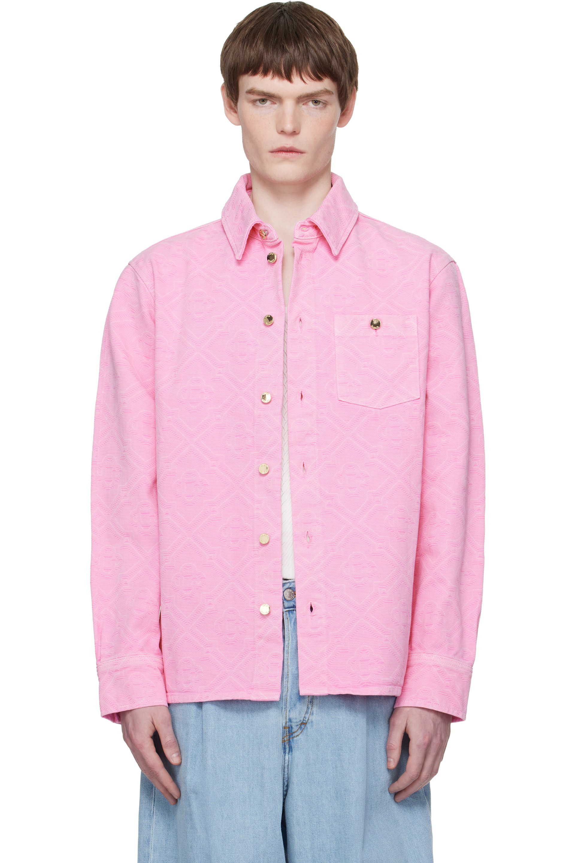 Casablanca - Pink Laser Monogram Denim Shirt
