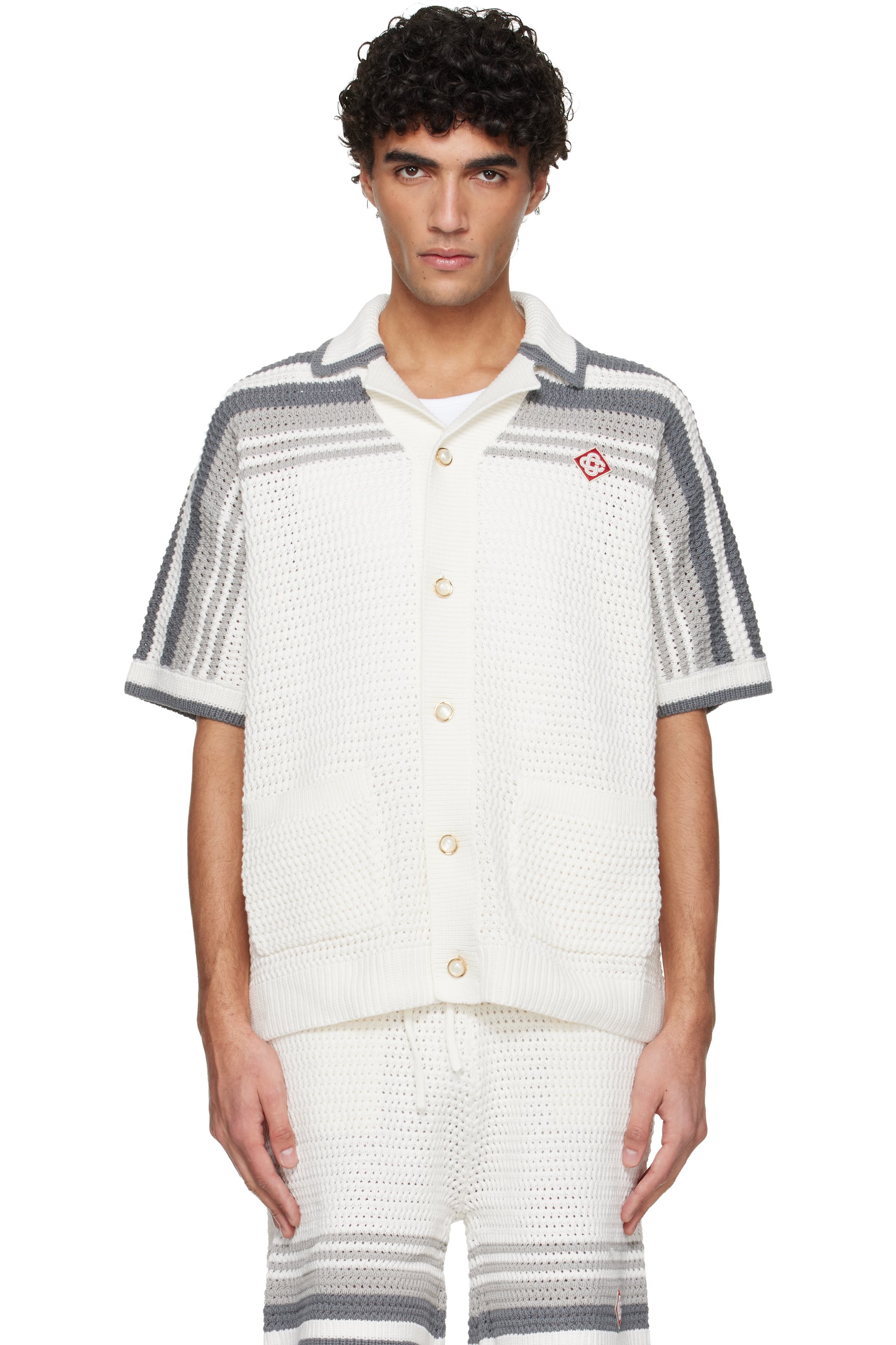 Casablanca - Chemise de tennis blanc cassé en crochet