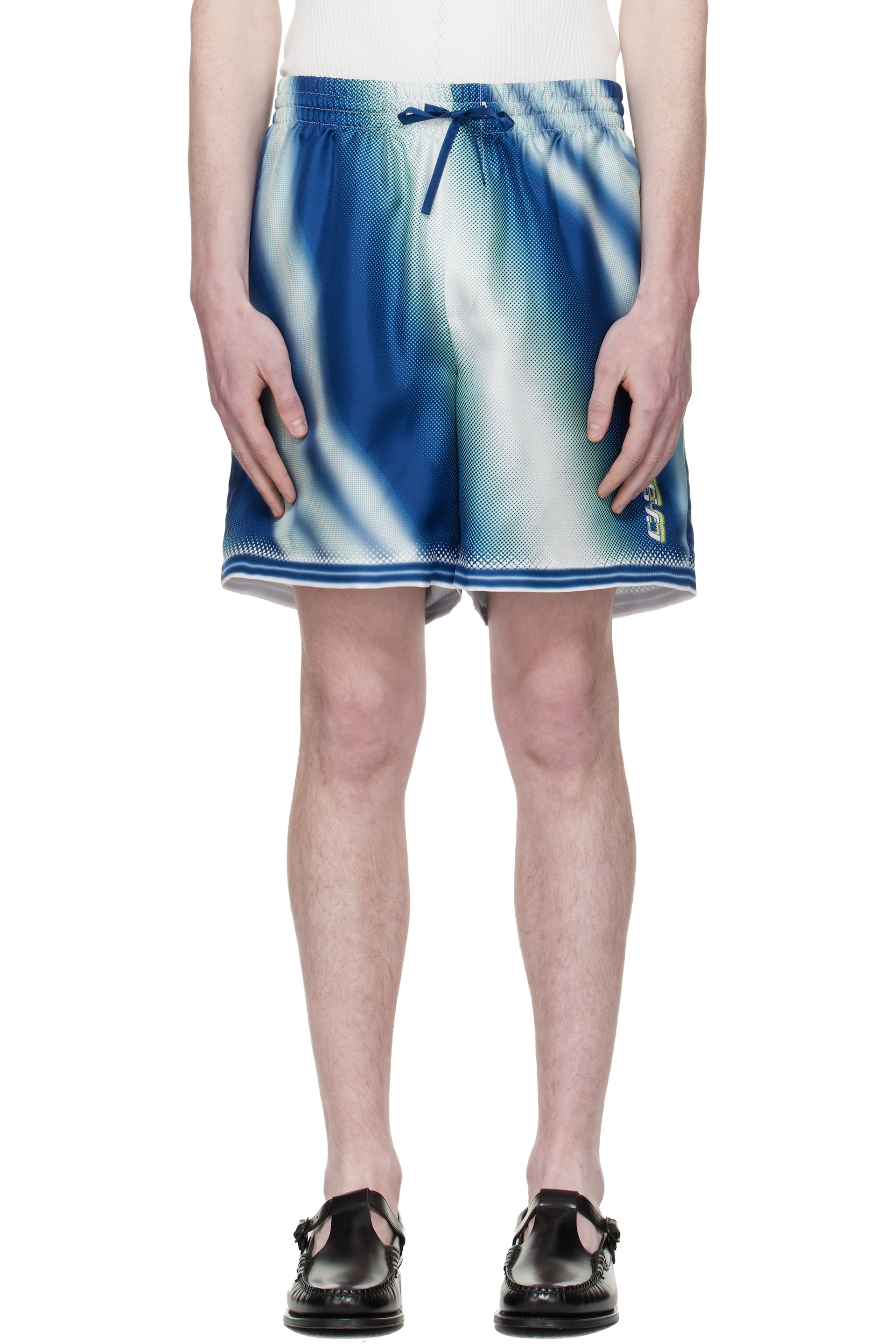 Casablanca - Blue 'The Art Of The Serve' Silk Shorts