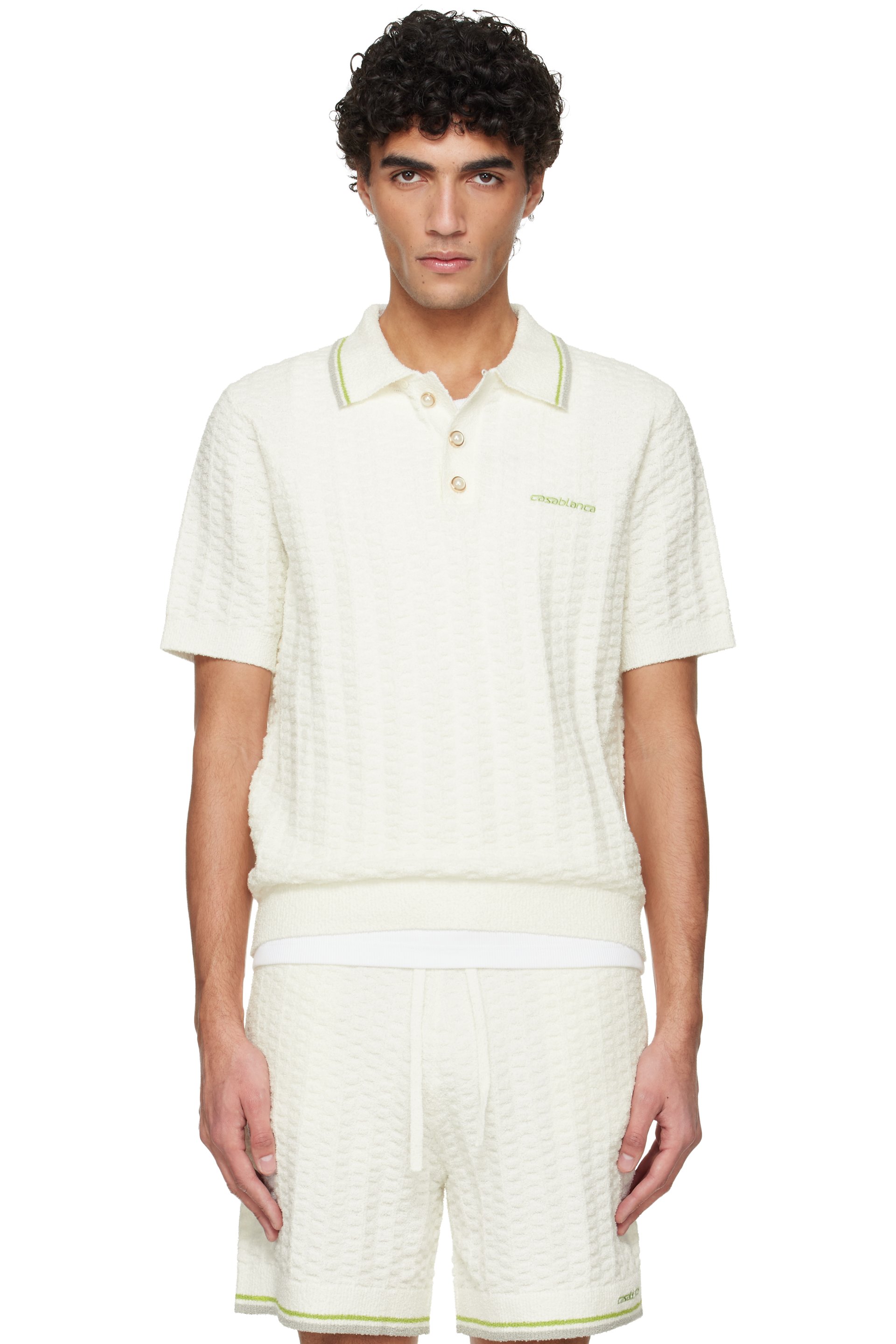 Casablanca - Off-White Tennis Boucle Polo