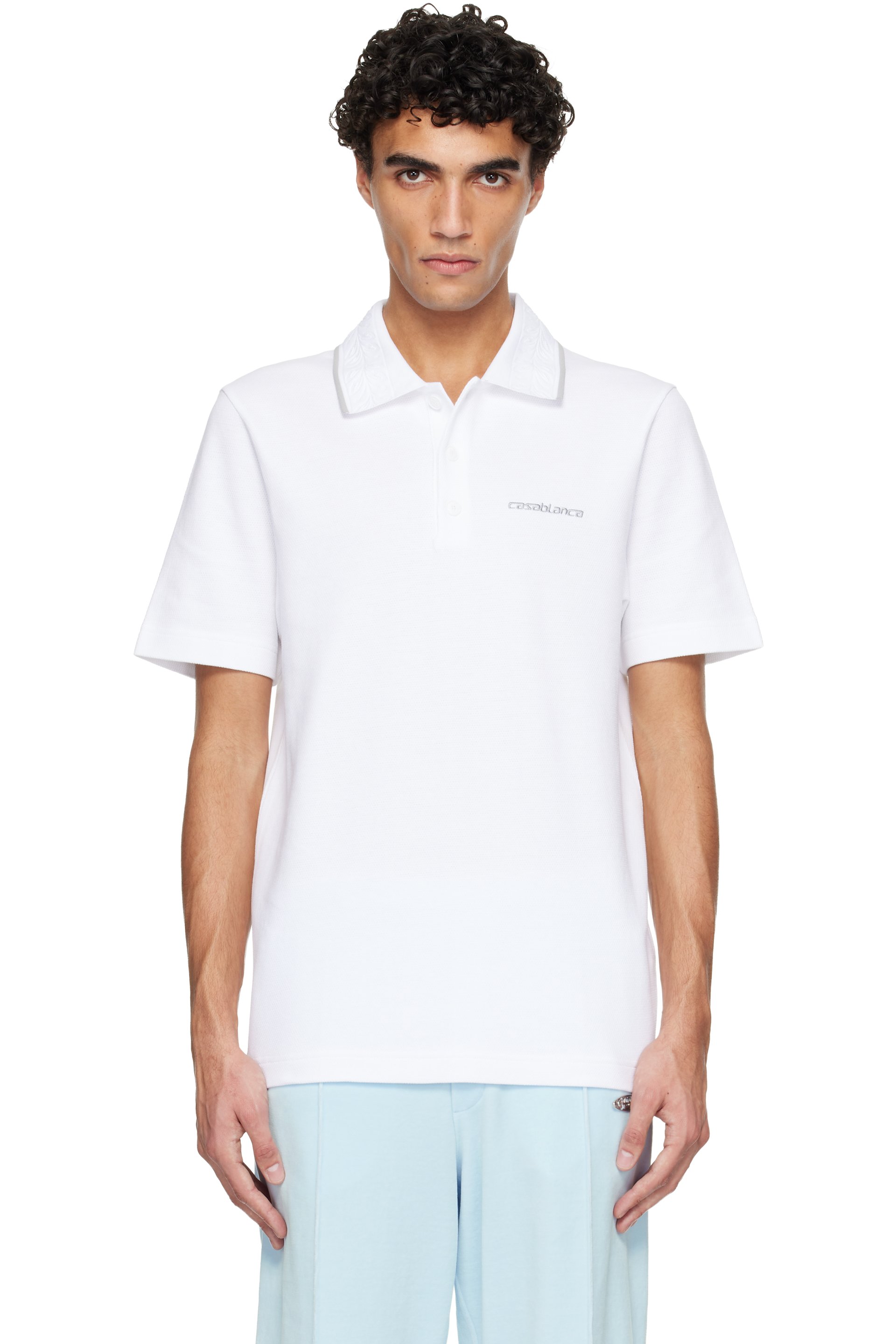 Casablanca - White Embossed Laurel Polo