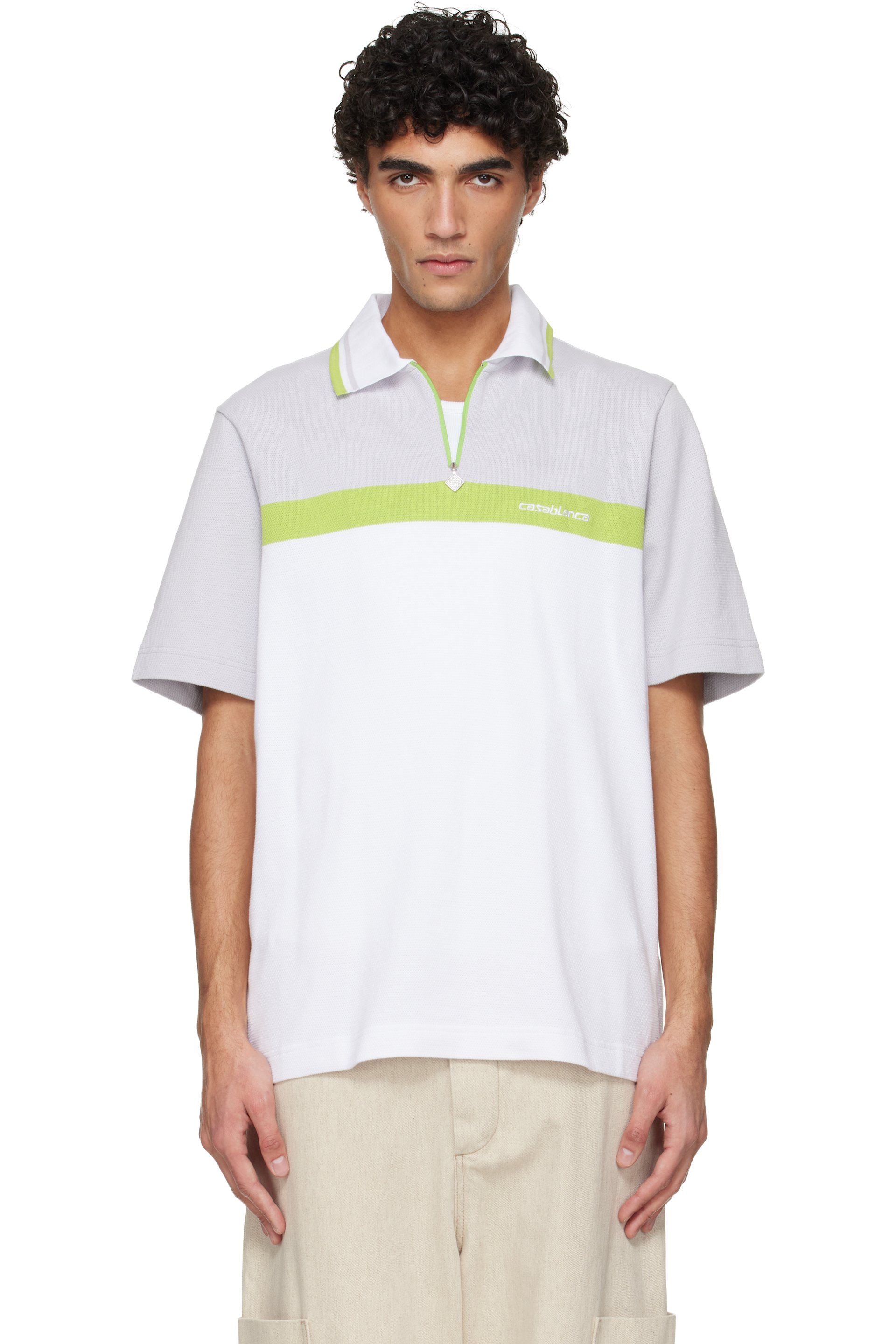 Casablanca - Gray & White Short Sleeve Polo