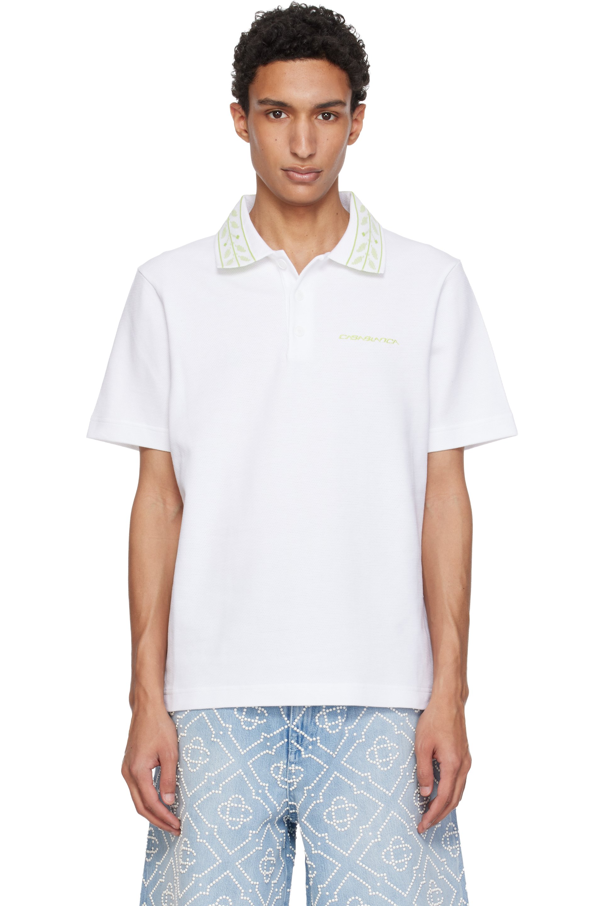 Casablanca - White Laurel Piqué Polo