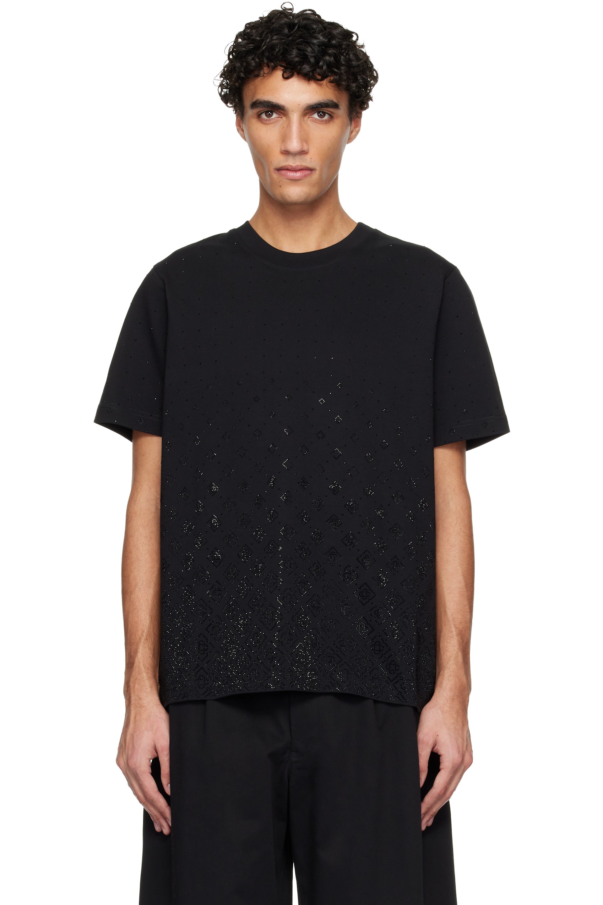 Casablanca - Black Crystal Monogram Logo Short Sleeve T‑shirt