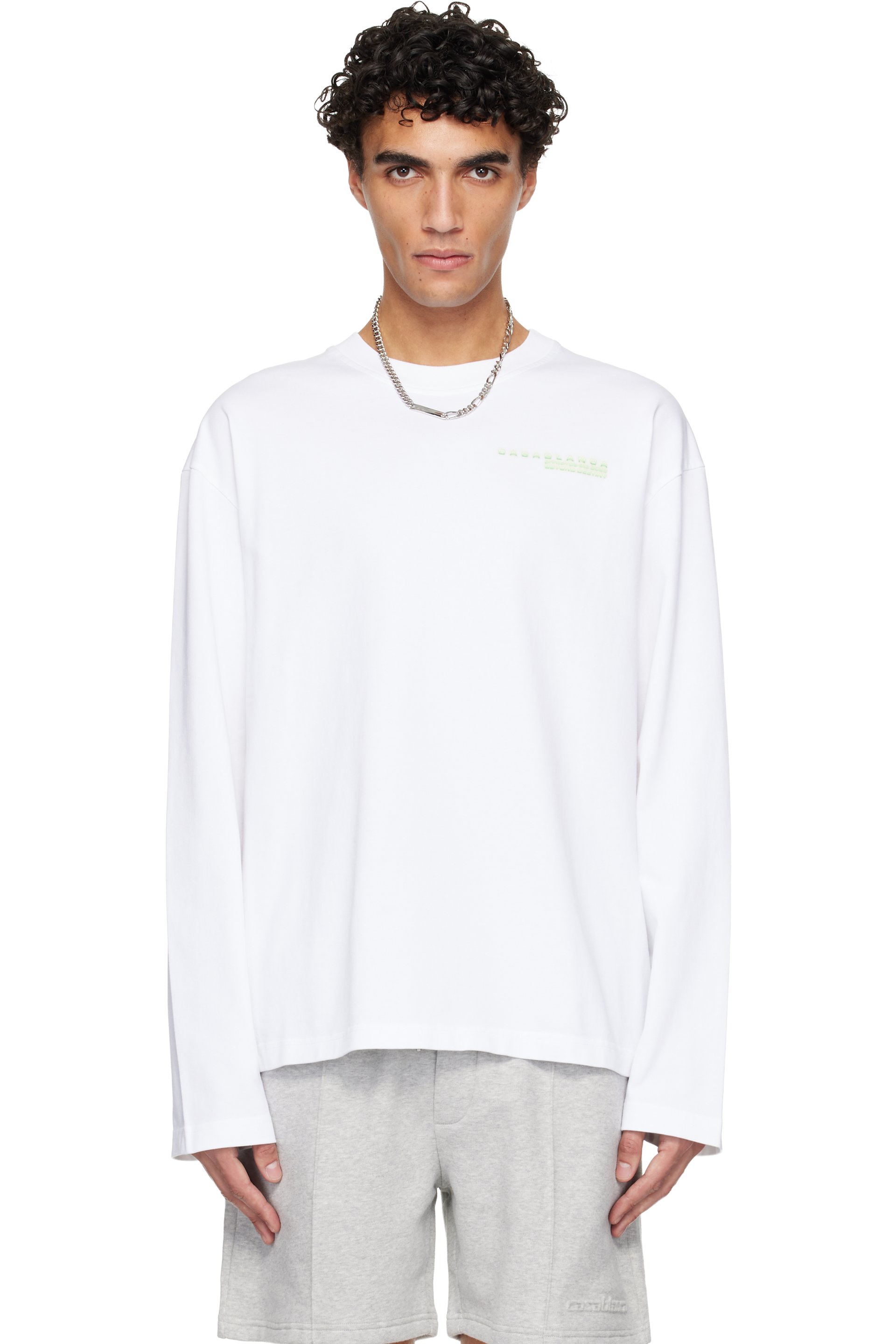 Casablanca - White Glitch Orchid Long Sleeve T-shirt