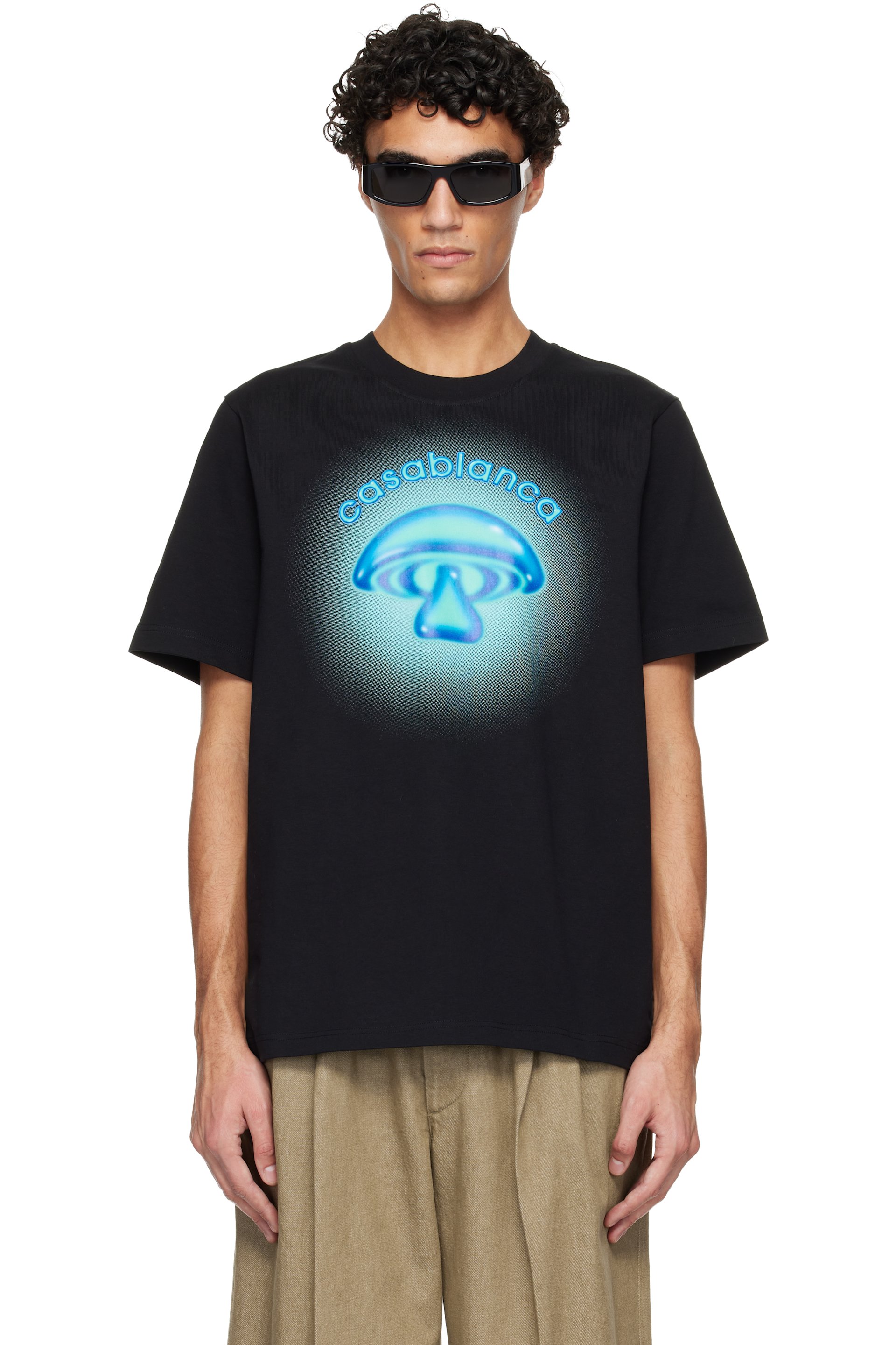 Casablanca - Black Airbrush Mushroom Logo Short Sleeve T‑shirt