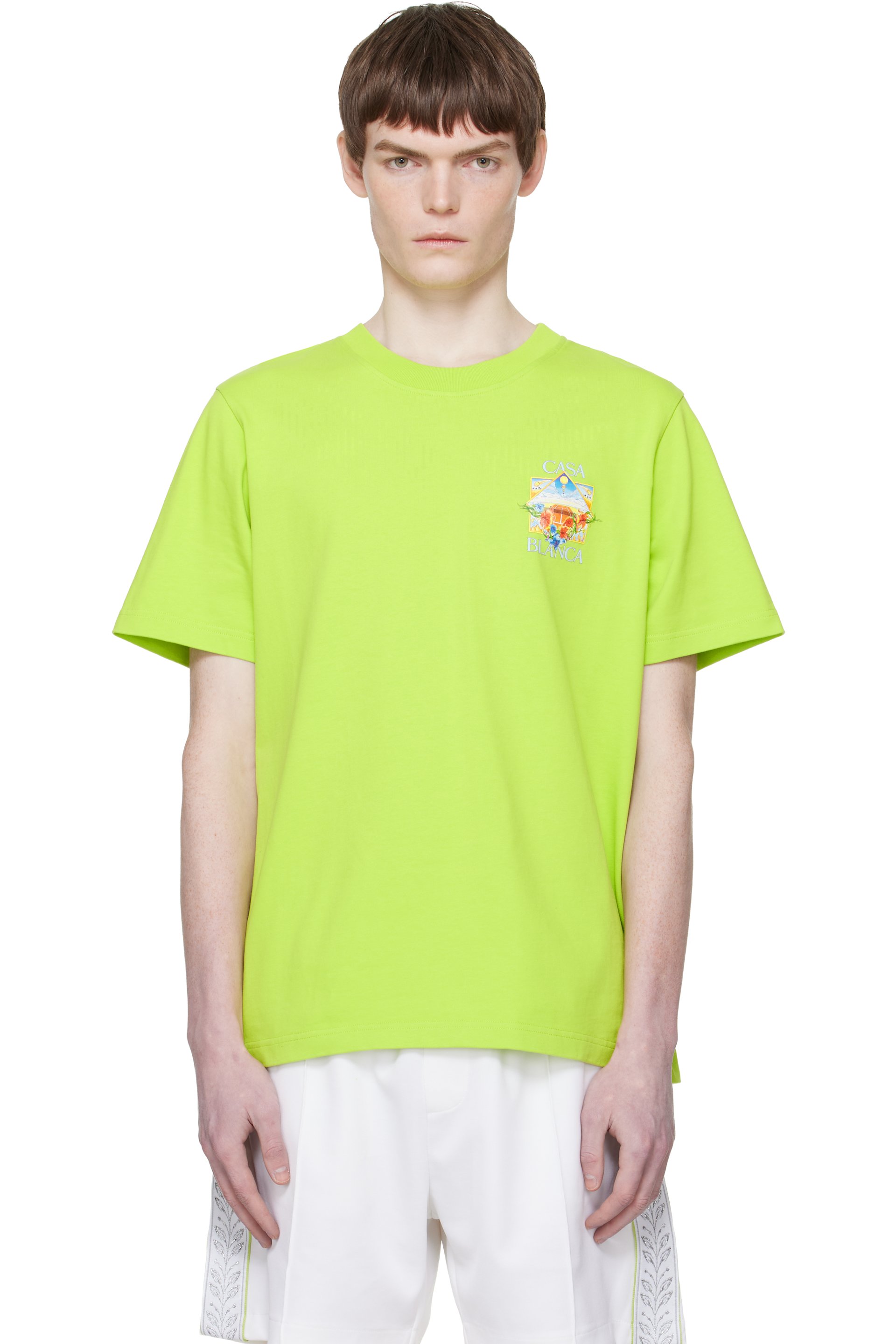 Casablanca: Green Tennis Landscape Classic T‑shirt | SSENSE