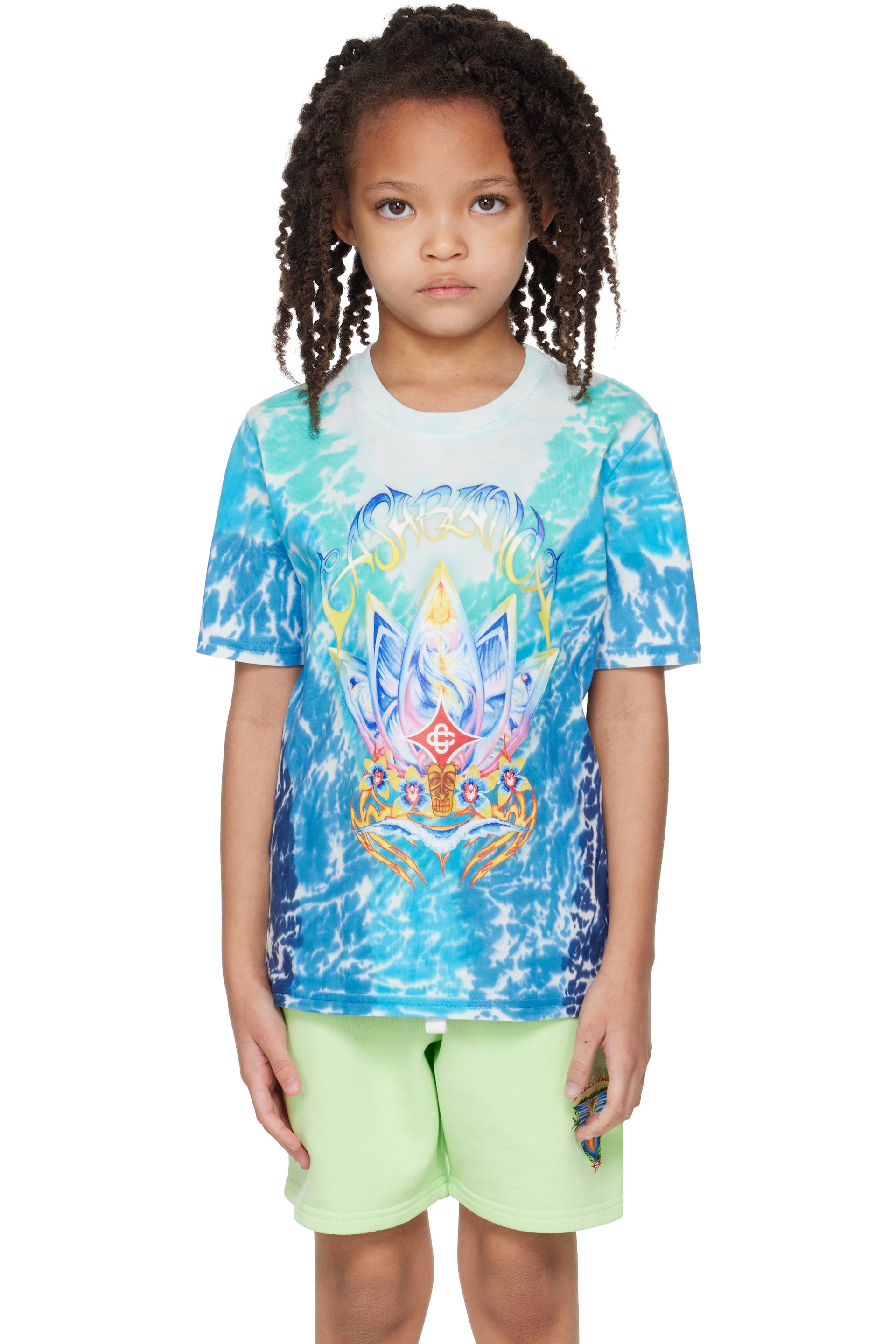Casablanca - Kids Blue Surf Lotus Tie Dye T-shirt