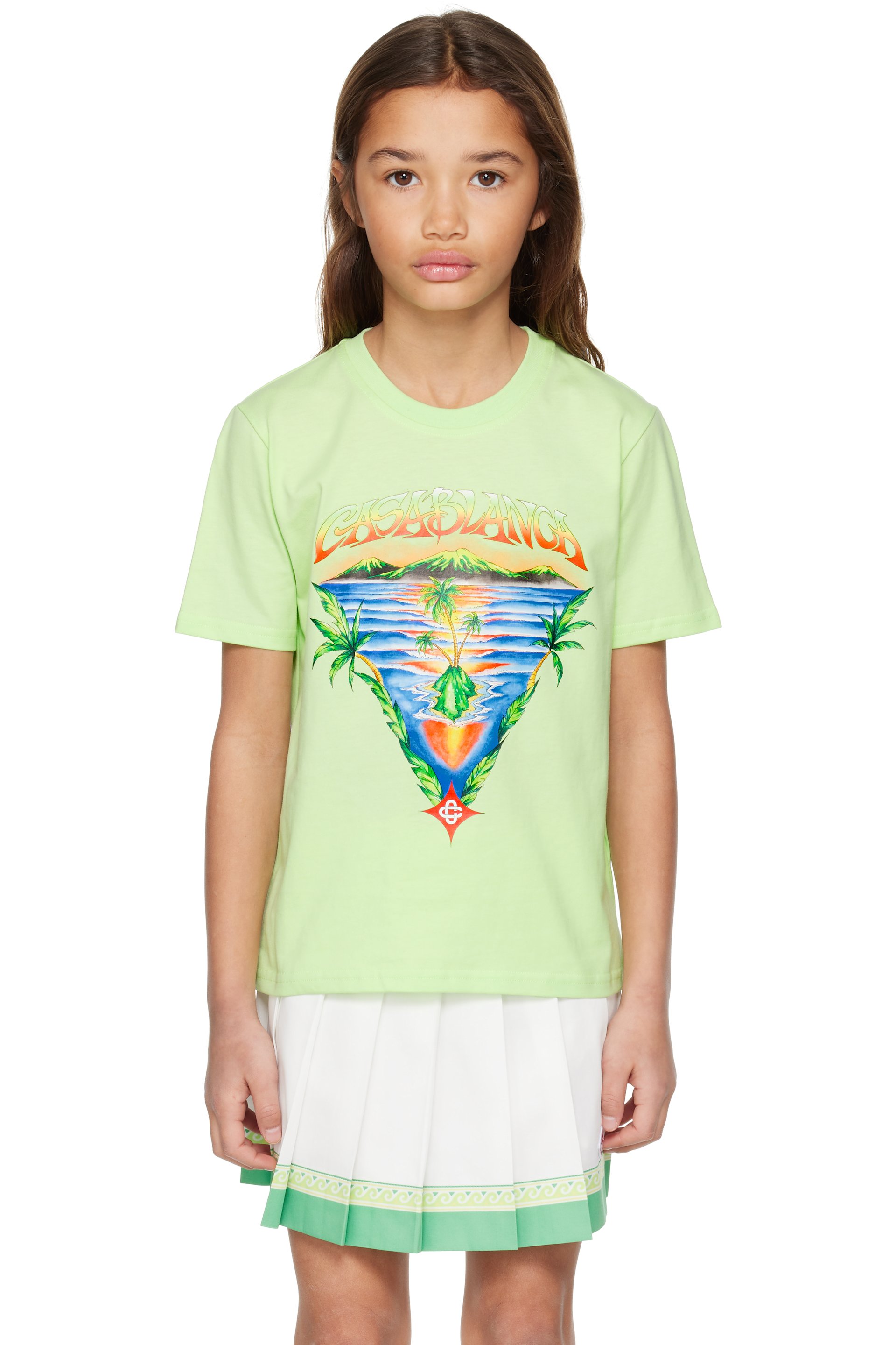Casablanca - Kids Green Children's Innocence Triangle Short Sleeve T‑shirt