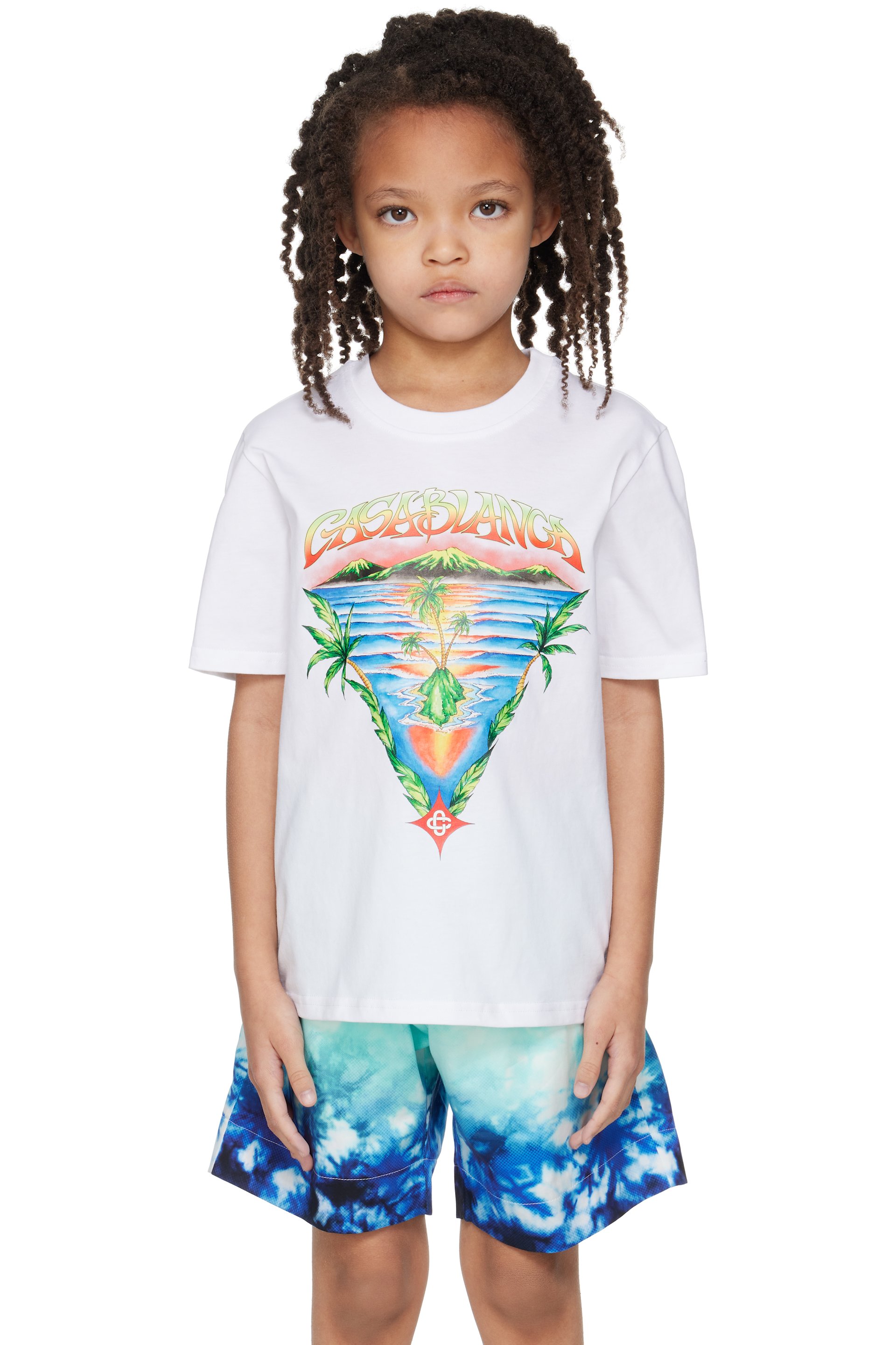 Casablanca - Kids White Innocence Triangle Short Sleeve T‑shirt