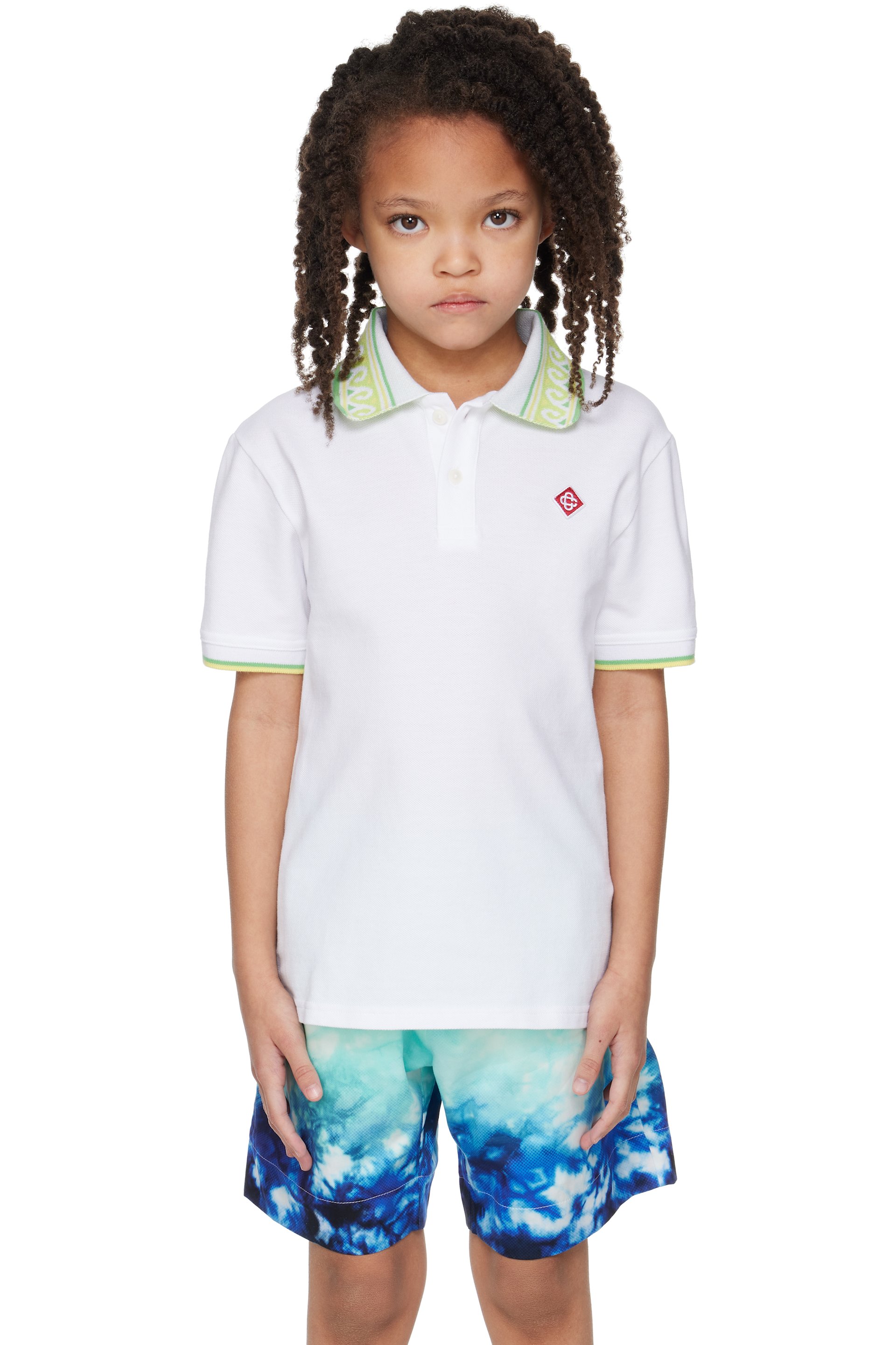 Casablanca - Kids White Laurel Collar Polo