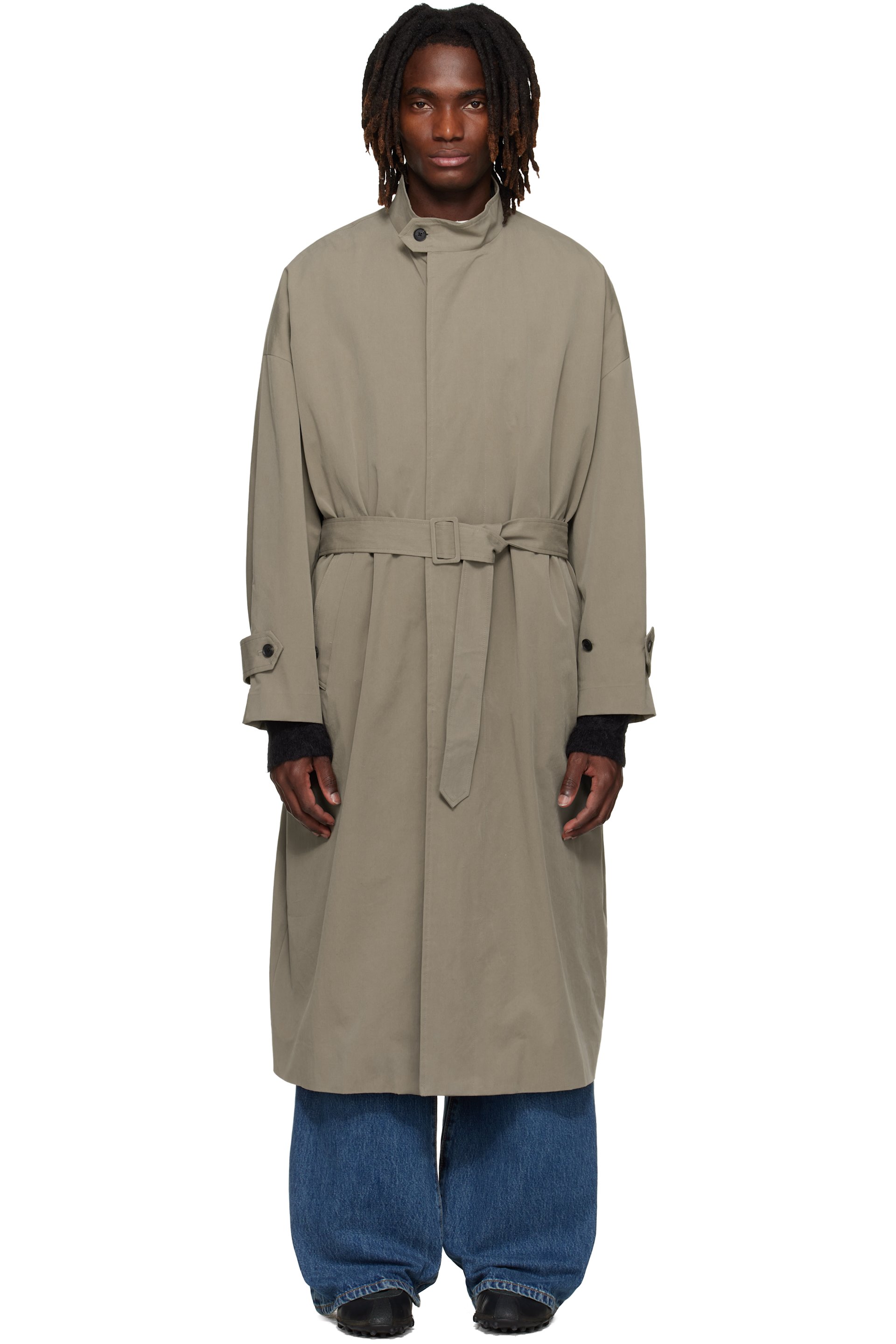 YOKE - Beige Stand Collar Over Coat