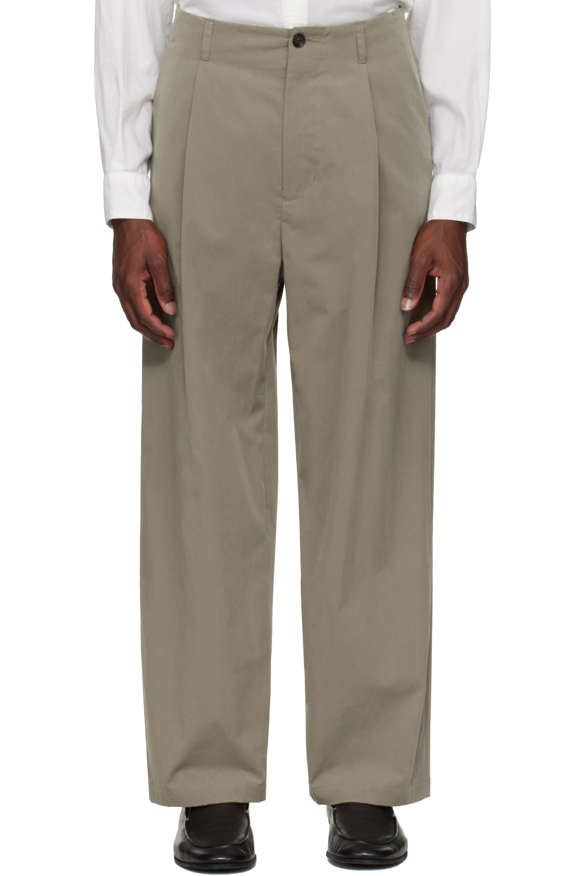 YOKE - Beige 1-Pleat Trousers