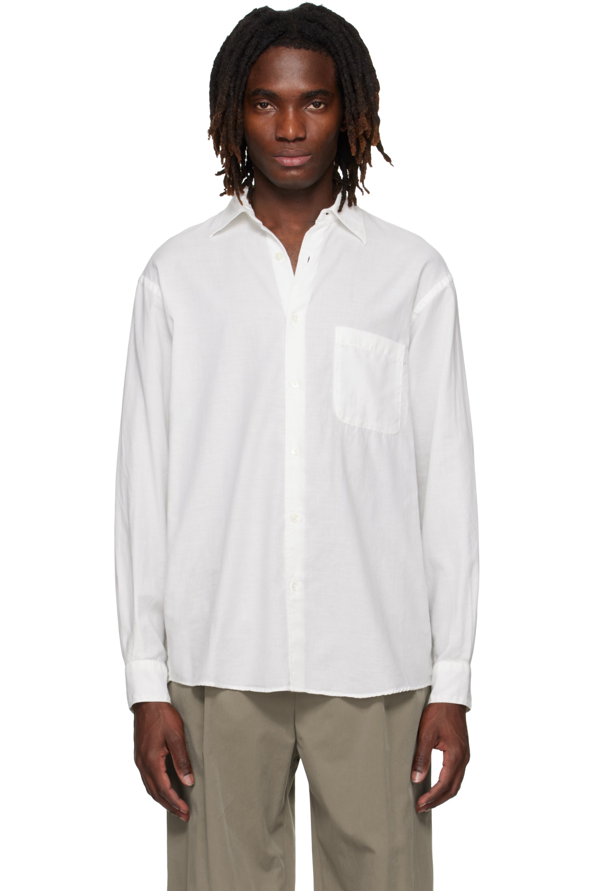 YOKE - White Cotton Silk Lawn Loosed Shirt