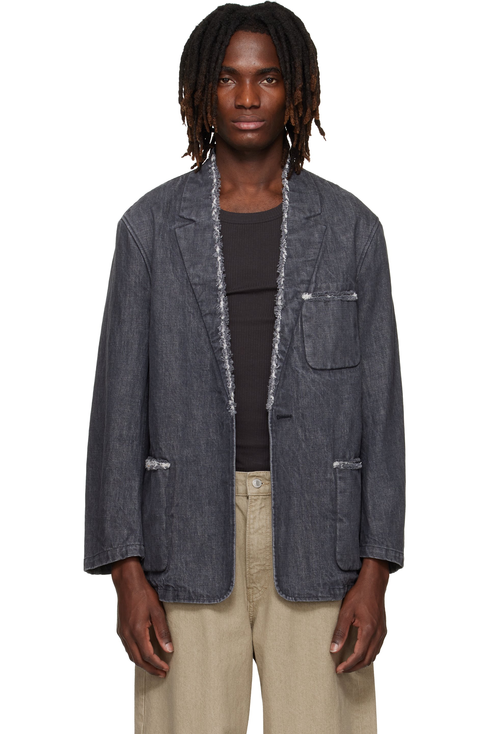 YOKE - Gray Denim Cut-Off Blazer