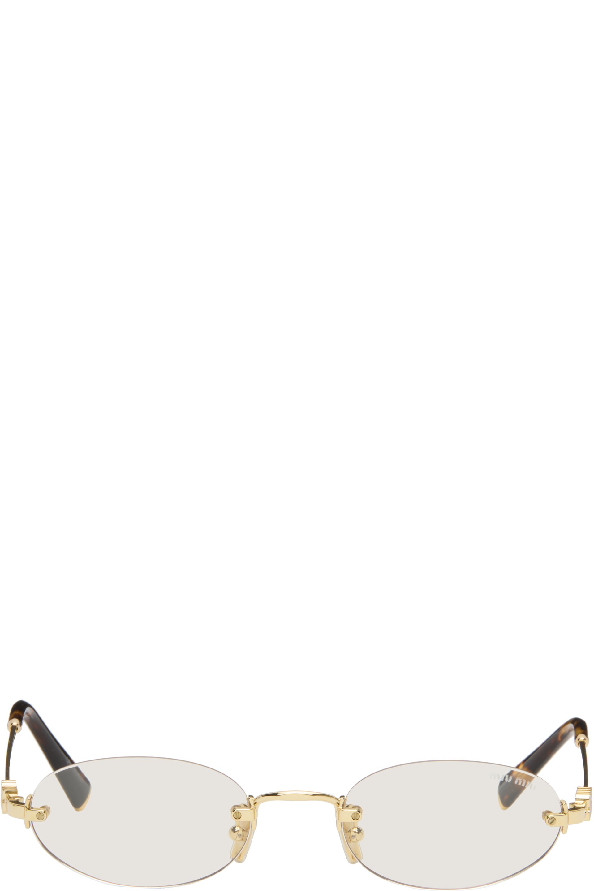 Miu Miu Eyewear - Lunettes percées ovales dorées