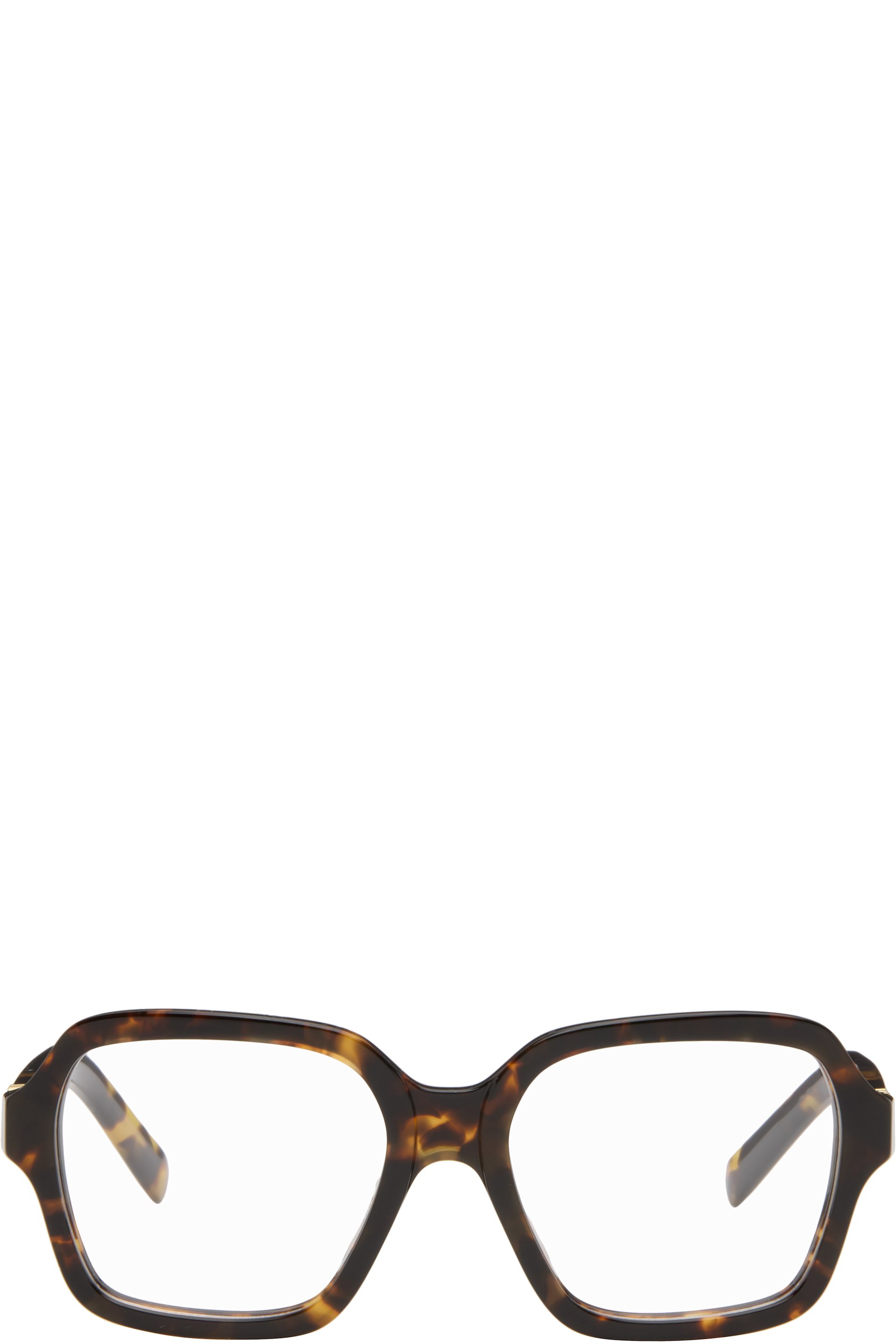 Miu Miu Eyewear: Brown Square Glasses | SSENSE