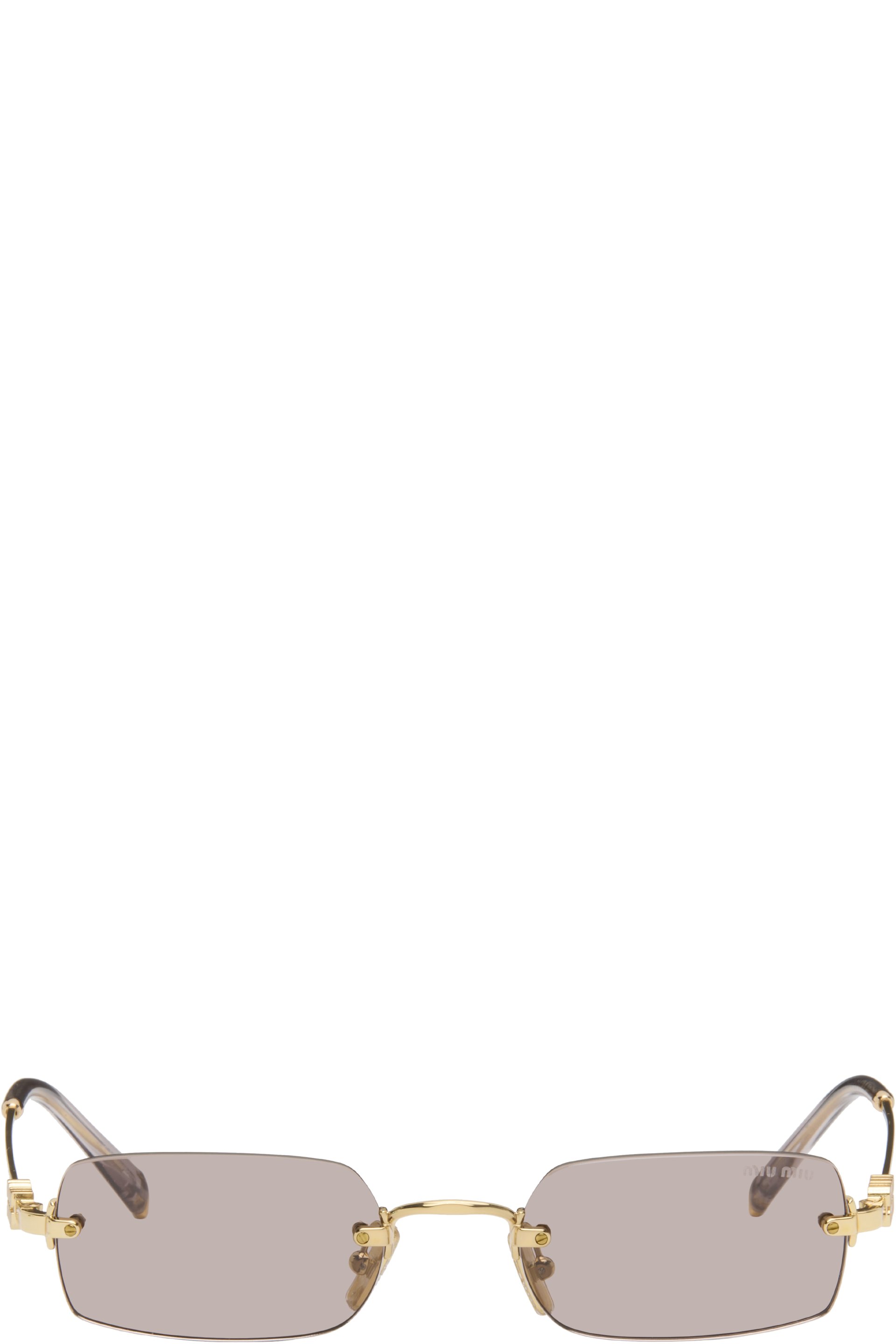 Miu Miu Eyewear - Lunettes de soleil dorées à logos