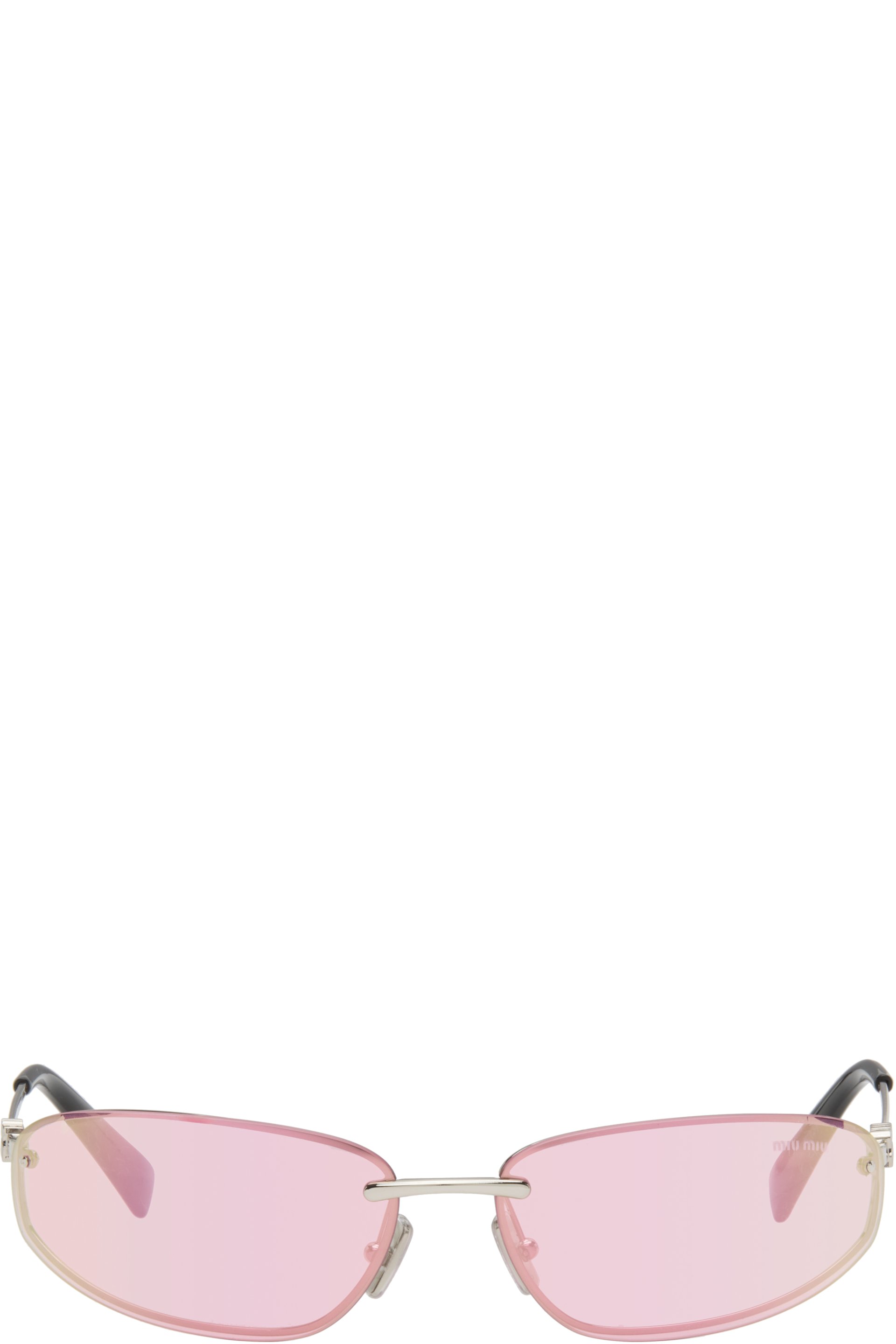 Miu Miu Eyewear - Lunettes de soleil ovales percées roses en métal