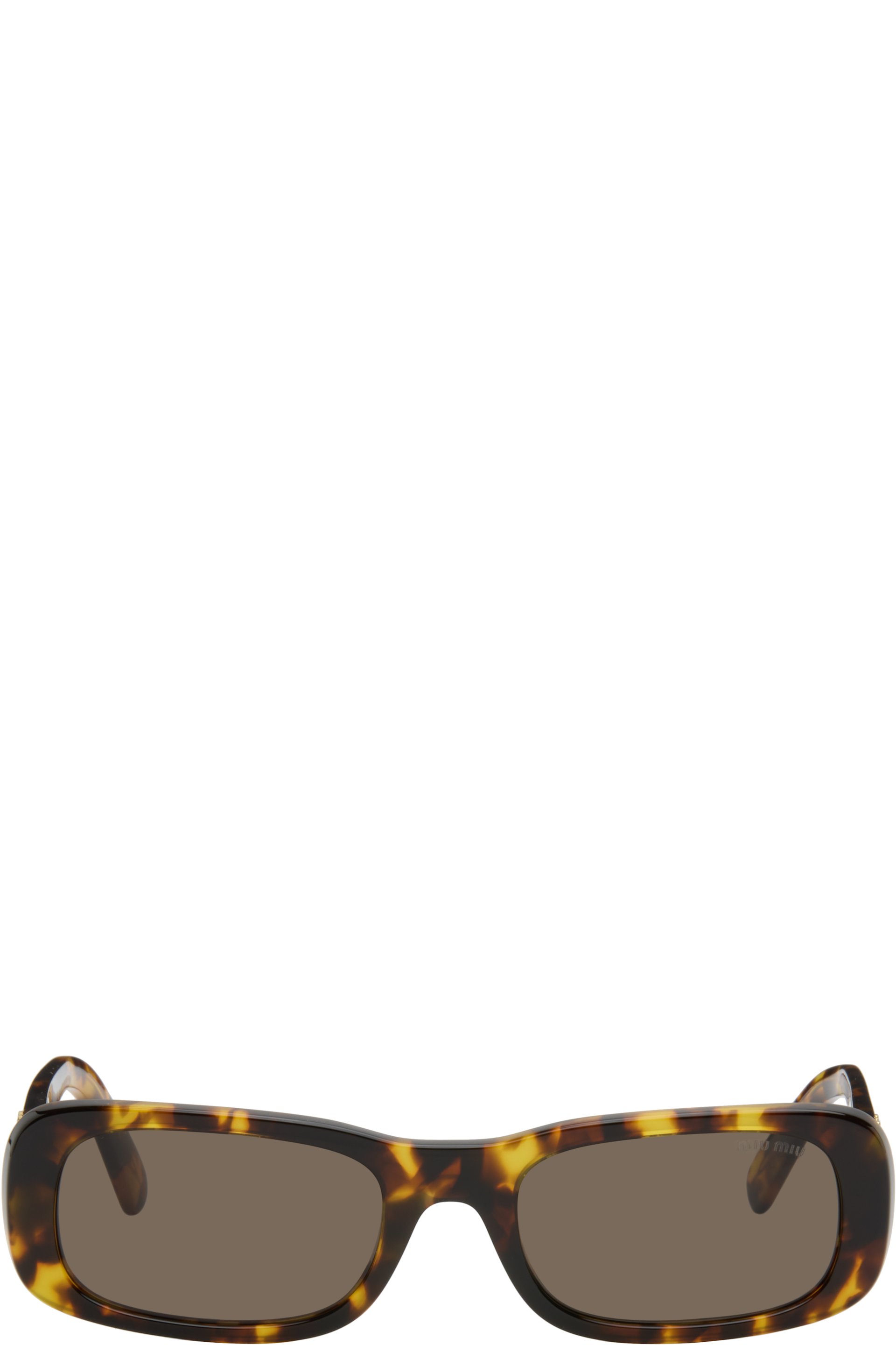 Miu Miu Eyewear - Lunettes de soleil carrées brunes en acétate