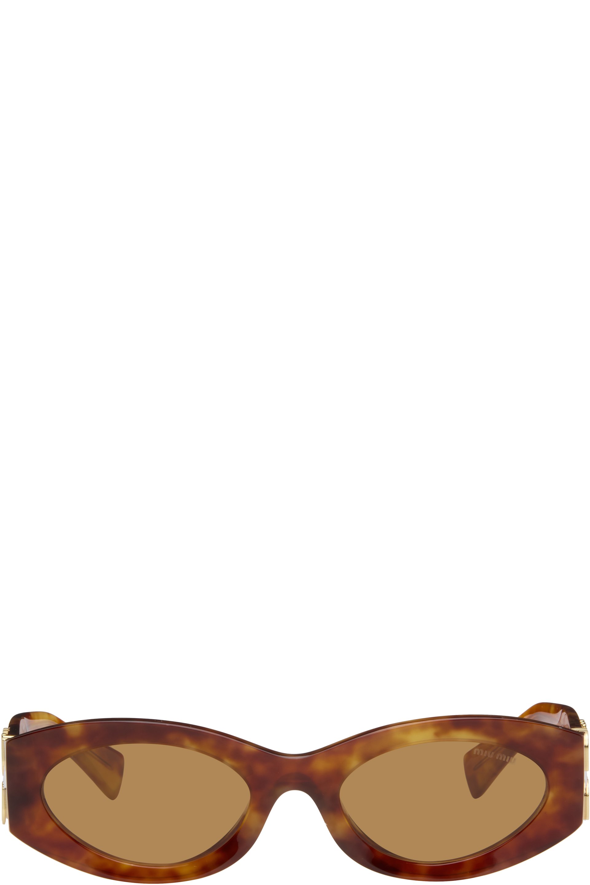 Miu Miu Eyewear - Lunettes de soleil brunes à logos - Glimpse