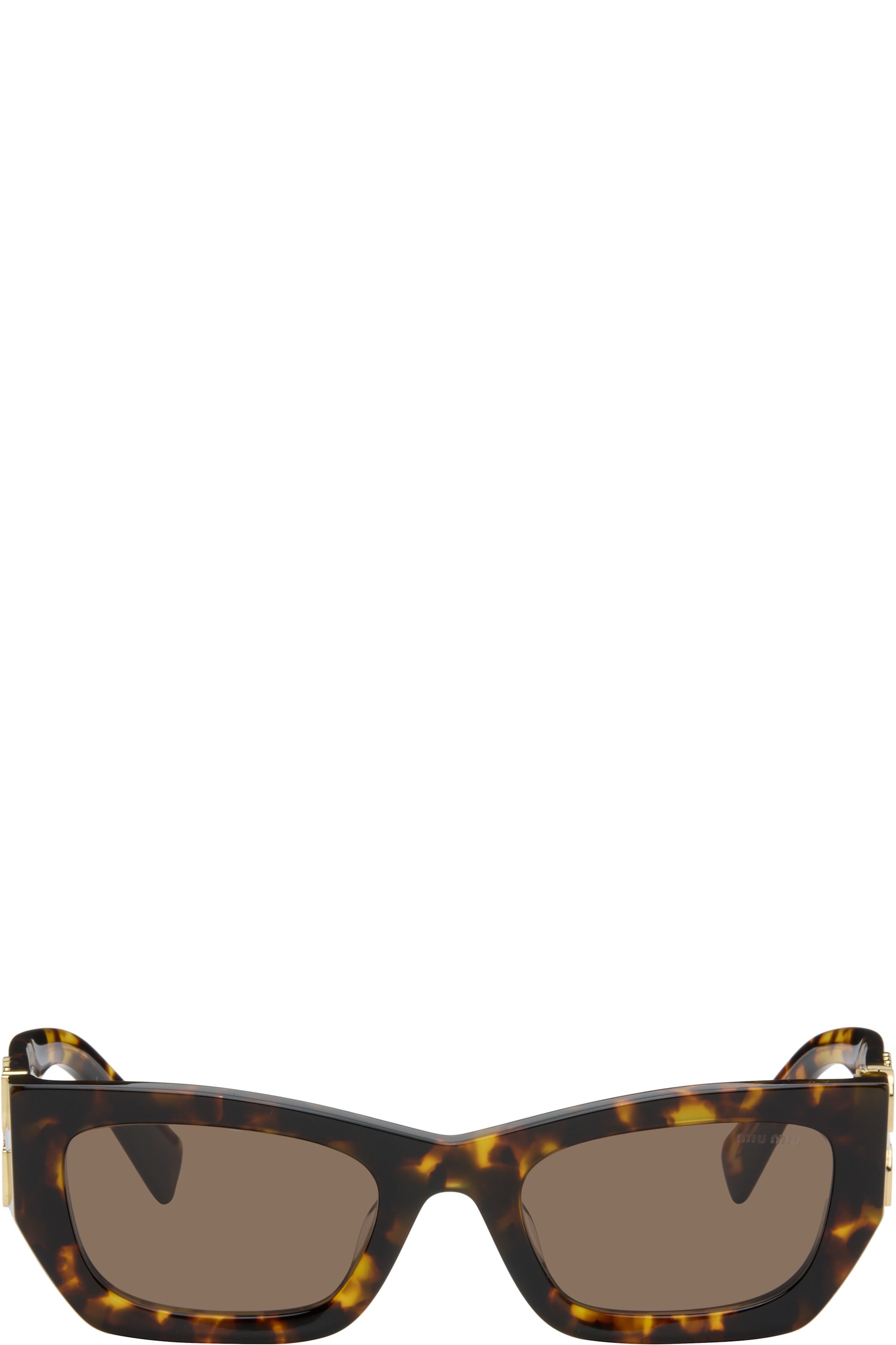 Miu Miu Eyewear - Lunettes de soleil brunes à logos - Glimpse