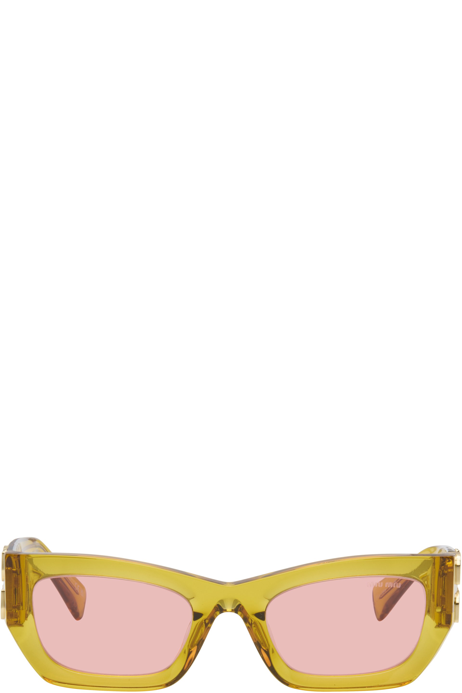 Miu Miu Eyewear - Lunettes de soleil jaunes à logos - Glimpse