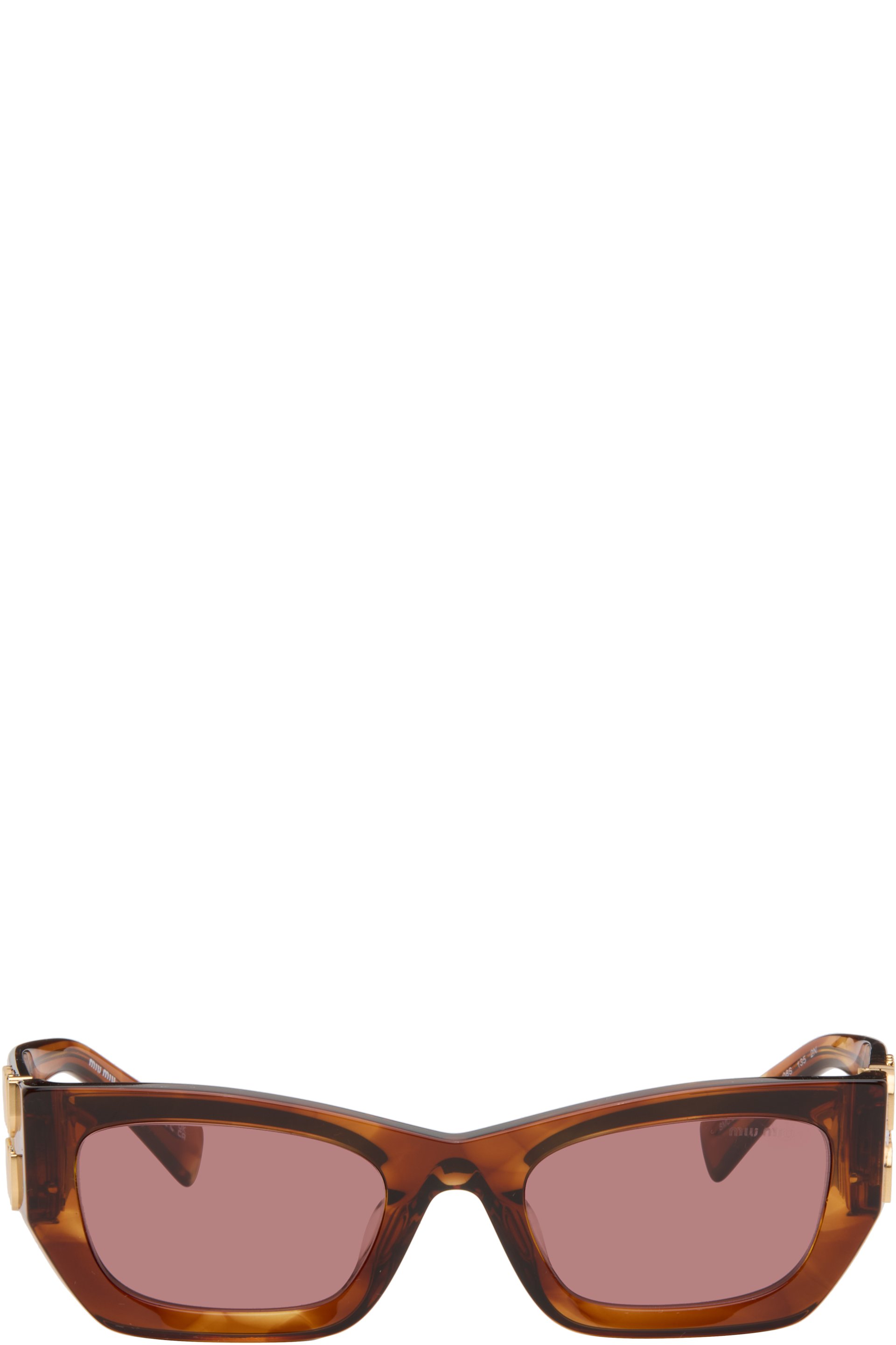 Miu Miu Eyewear - Lunettes de soleil brunes à logos - Glimpse
