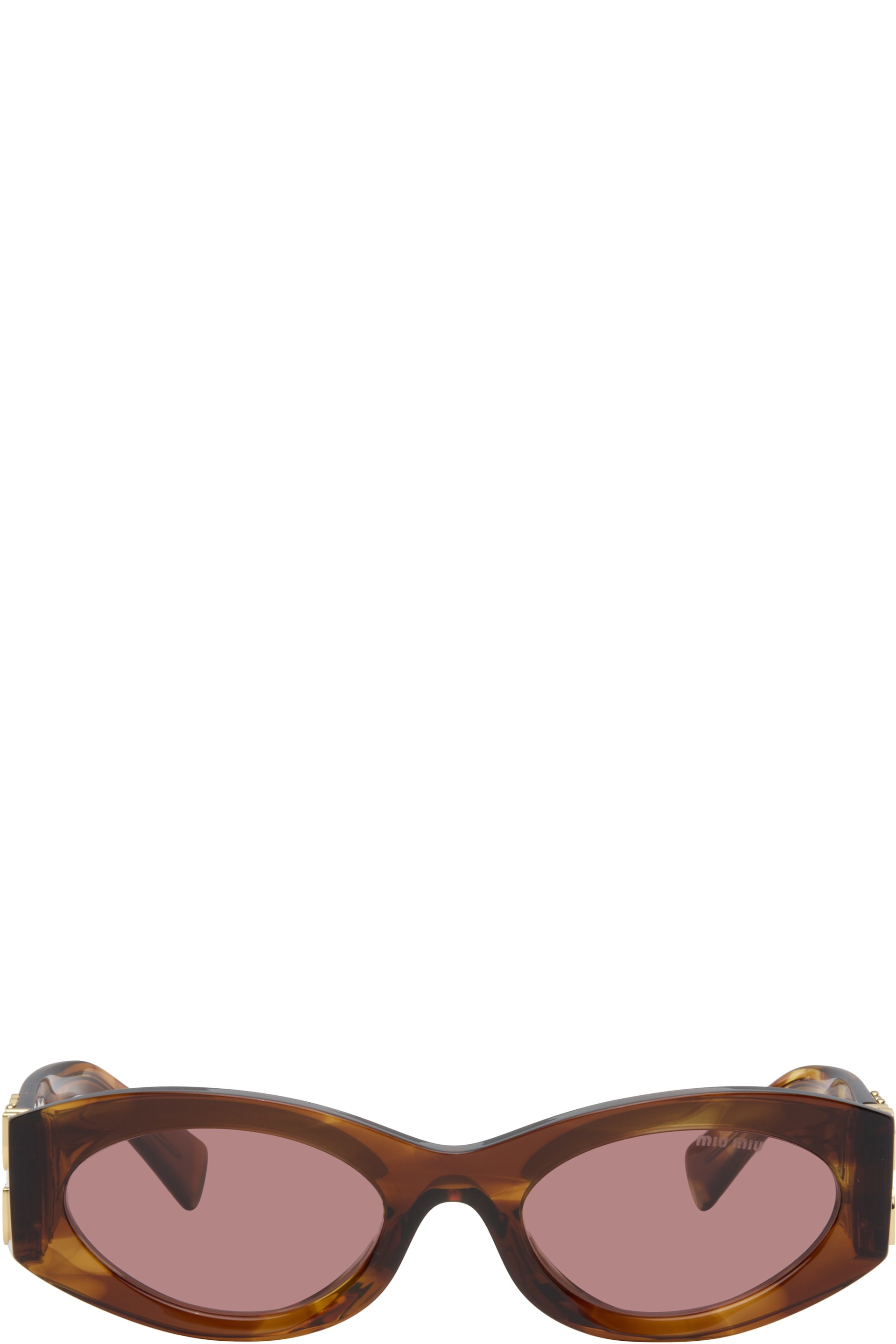 Miu Miu Eyewear - Lunettes de soleil brunes à logos - Glimpse