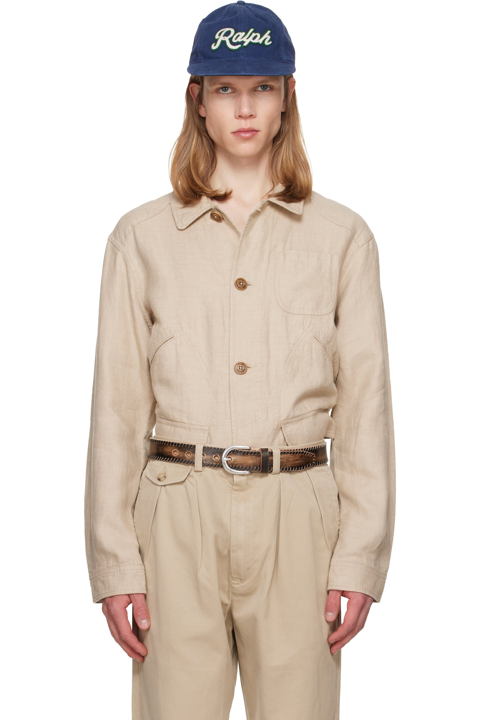 Polo Ralph Lauren - Beige Linen Herringbone Utility Jacket