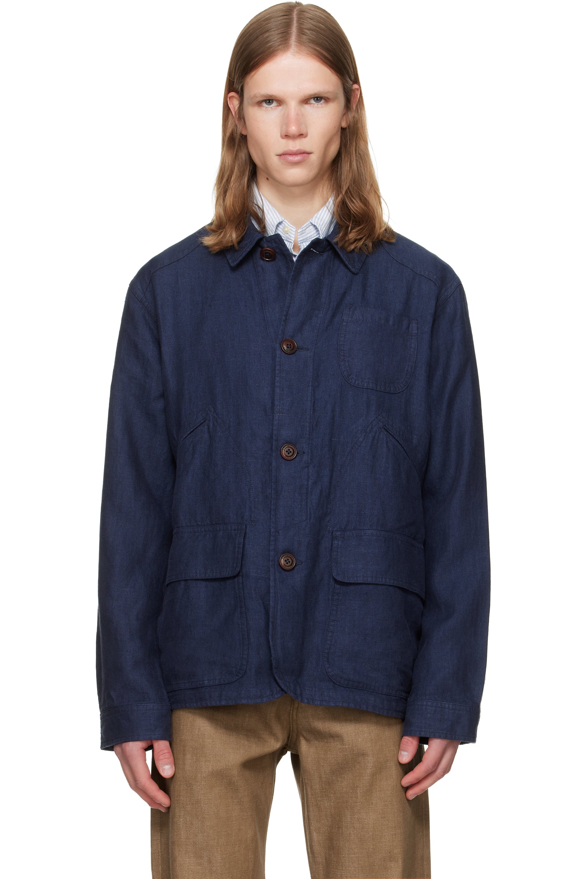 Polo Ralph Lauren - Navy Linen Herringbone Utility Jacket
