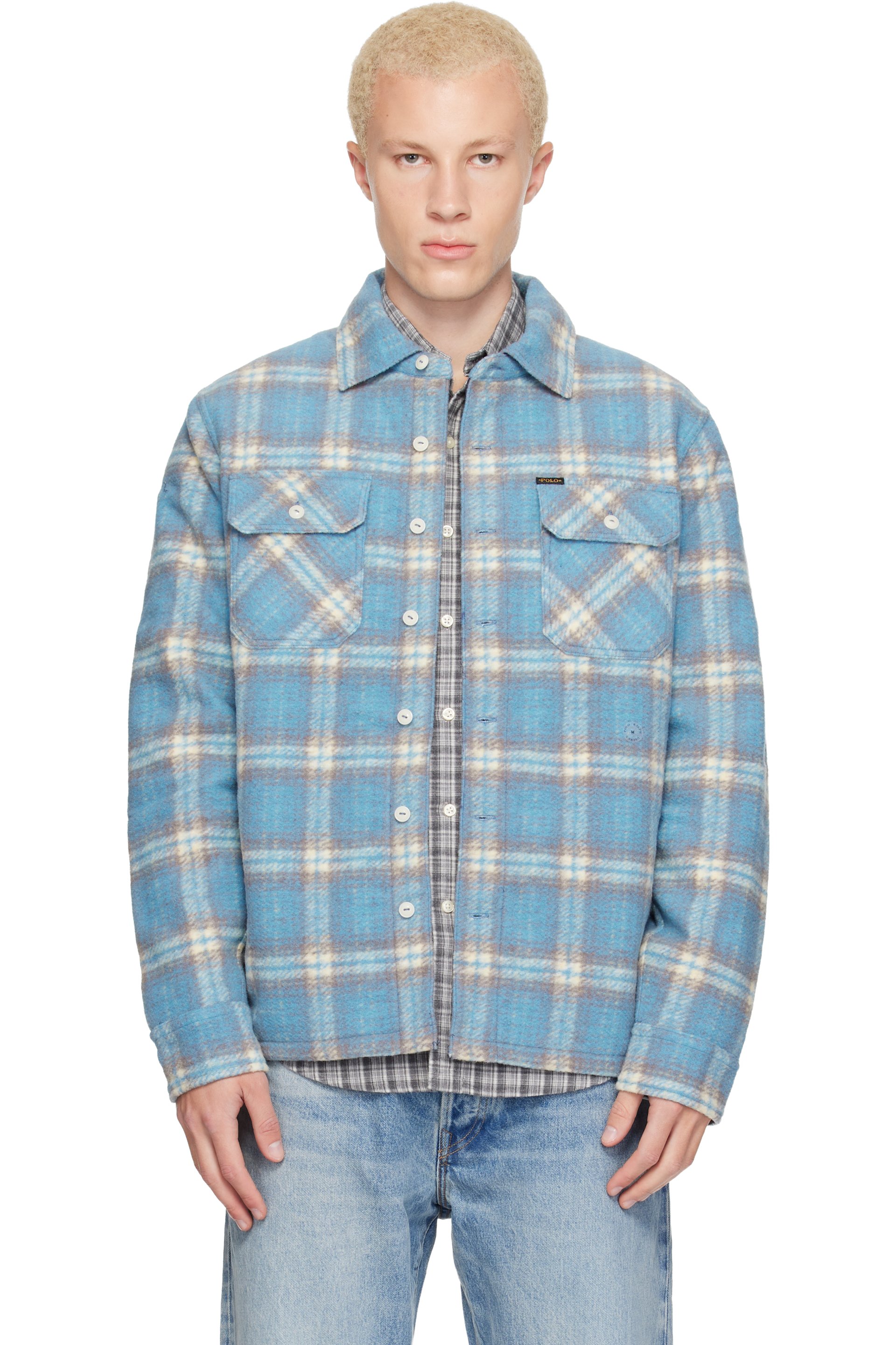 Polo Ralph Lauren - Surchemise bleue en laine feutrée à col classique