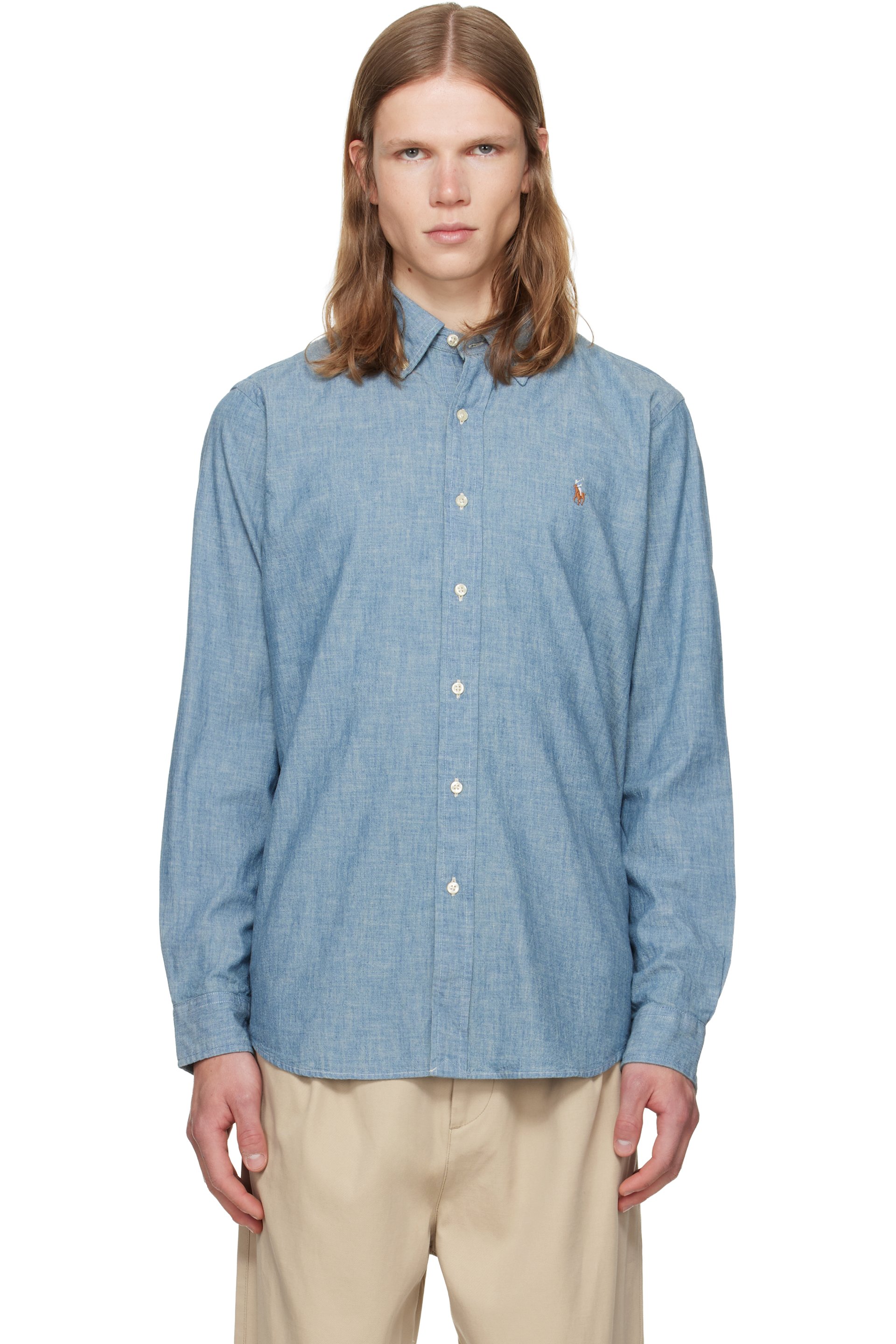 Polo Ralph Lauren - Chemise bleue en chambray à coupe classique