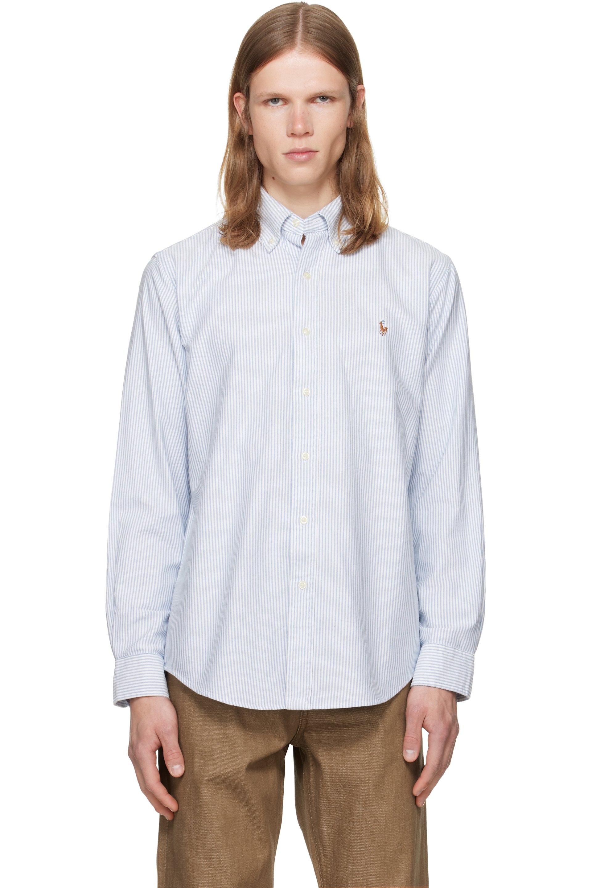 Polo Ralph Lauren - Chemise oxford bleu marine et blanche à rayures