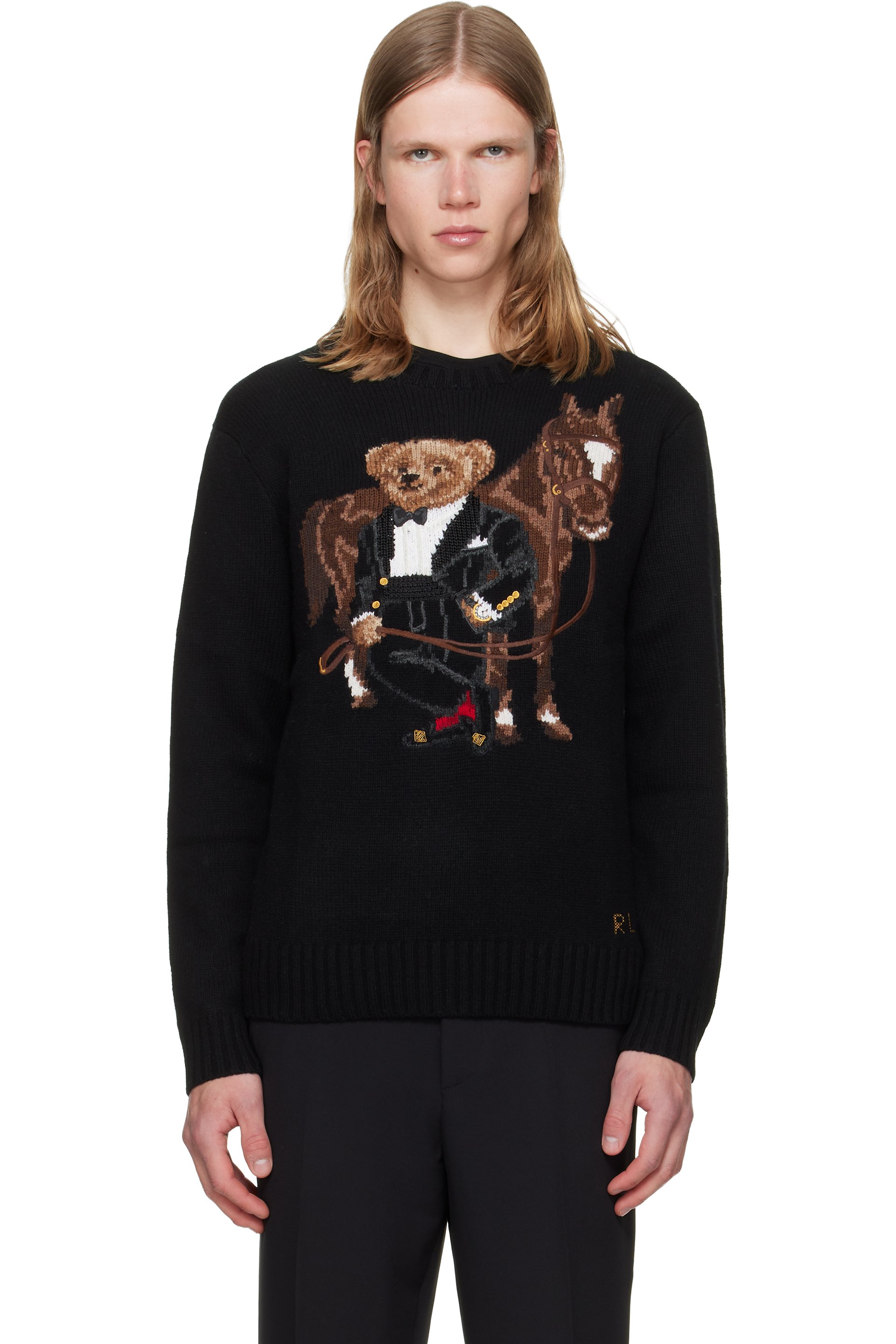 Polo Ralph Lauren - Pull noir à image à logo