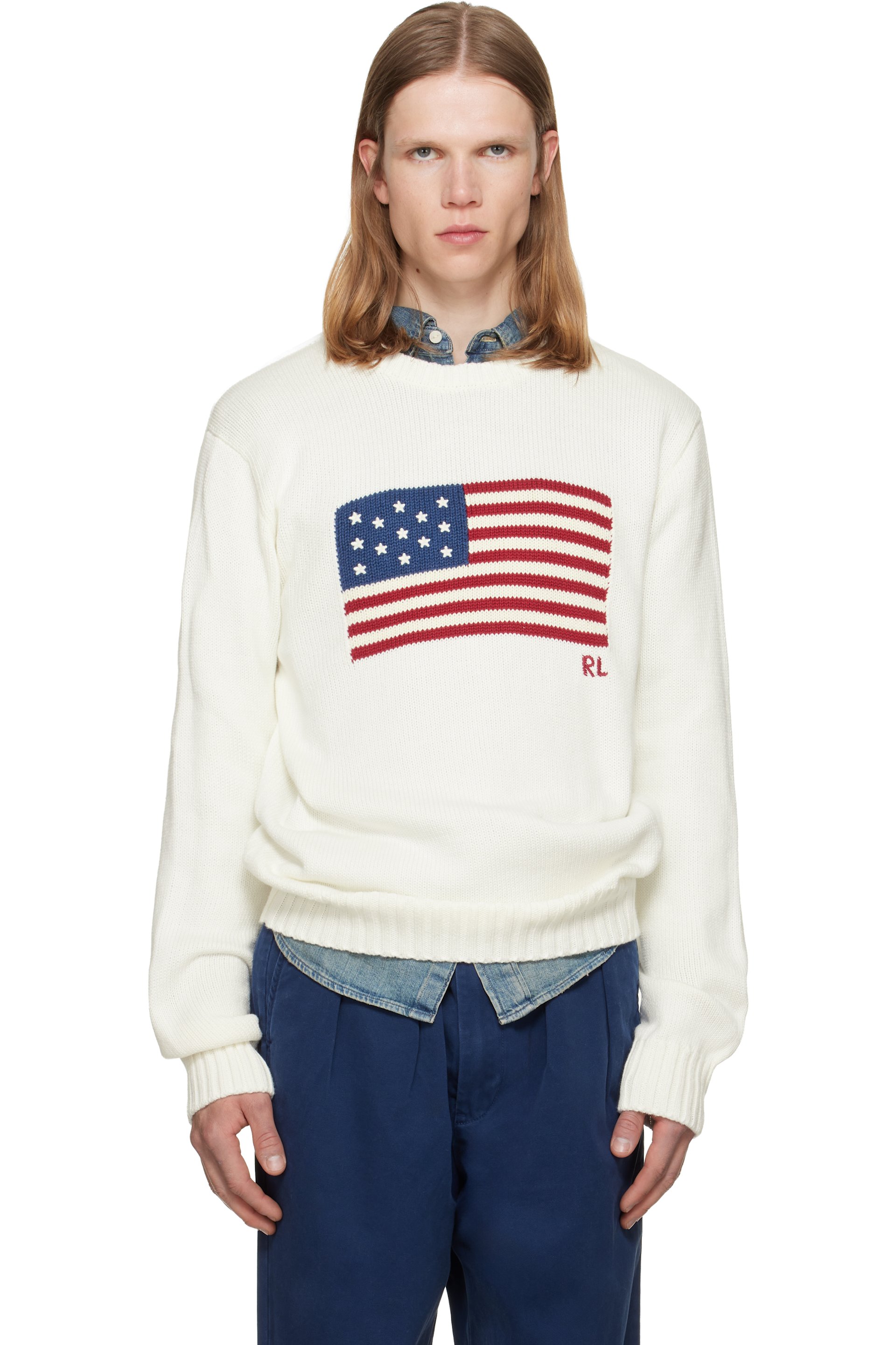 Polo Ralph Lauren - Pull blanc à image à logo